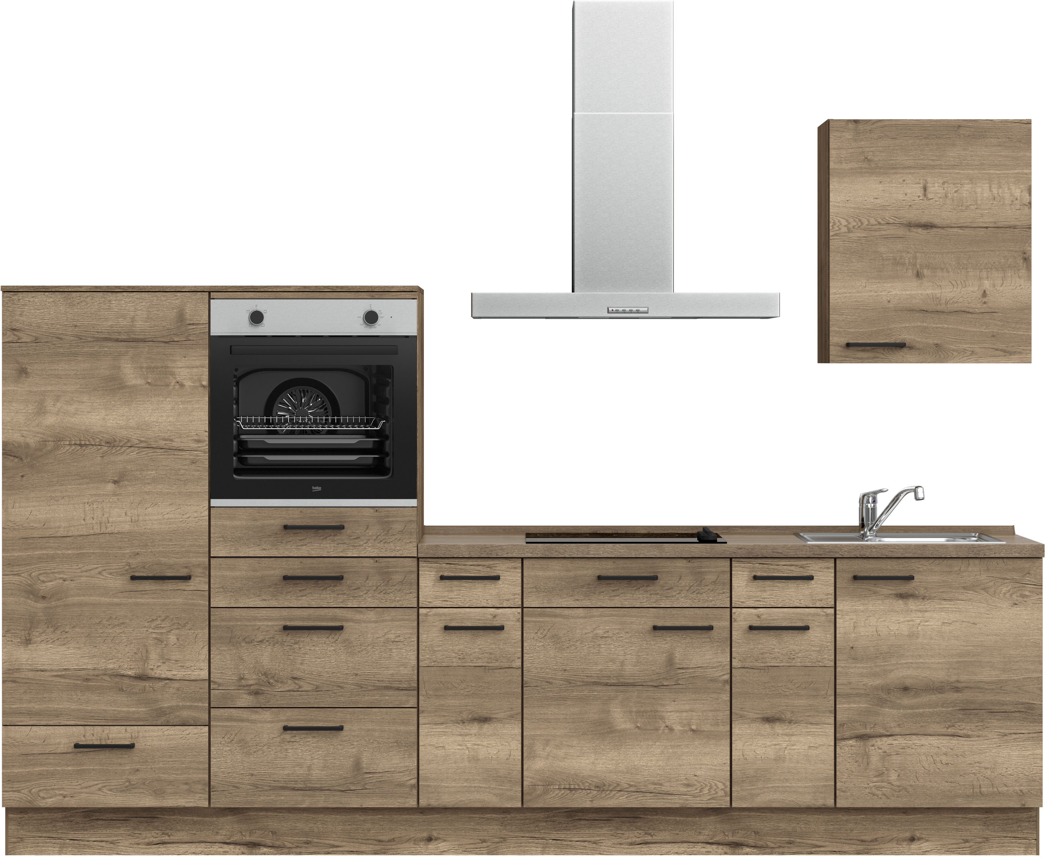 nobilia Küchenzeile ""Structura I", NEU: individuell anpassbar mit gratis Profi-Beratung" vormontiert, Breite 300 cm, Ausrichtung wählbar, wahlw. mit E-Geräten