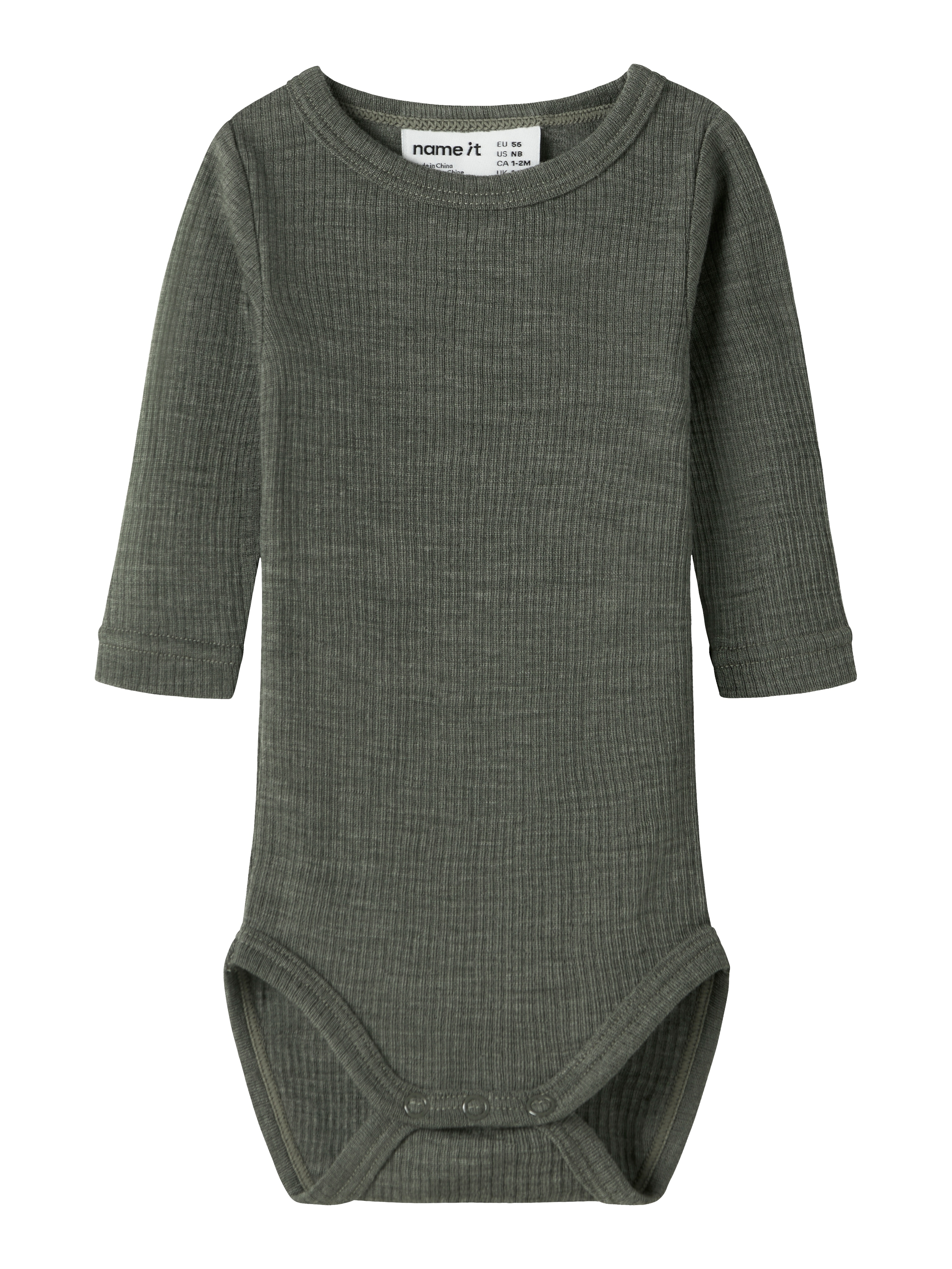 Name It Langarmbody "NBNWAX WOOL RIB LS BODY NOOS" aus reiner Merinowolle