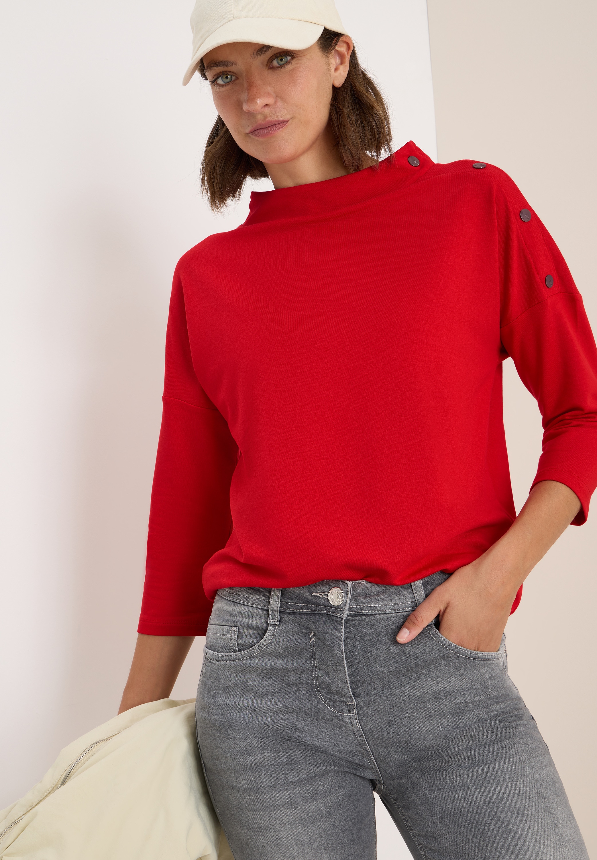 Cecil 3/4-Arm-Shirt, mit Knopfdetail günstig online kaufen