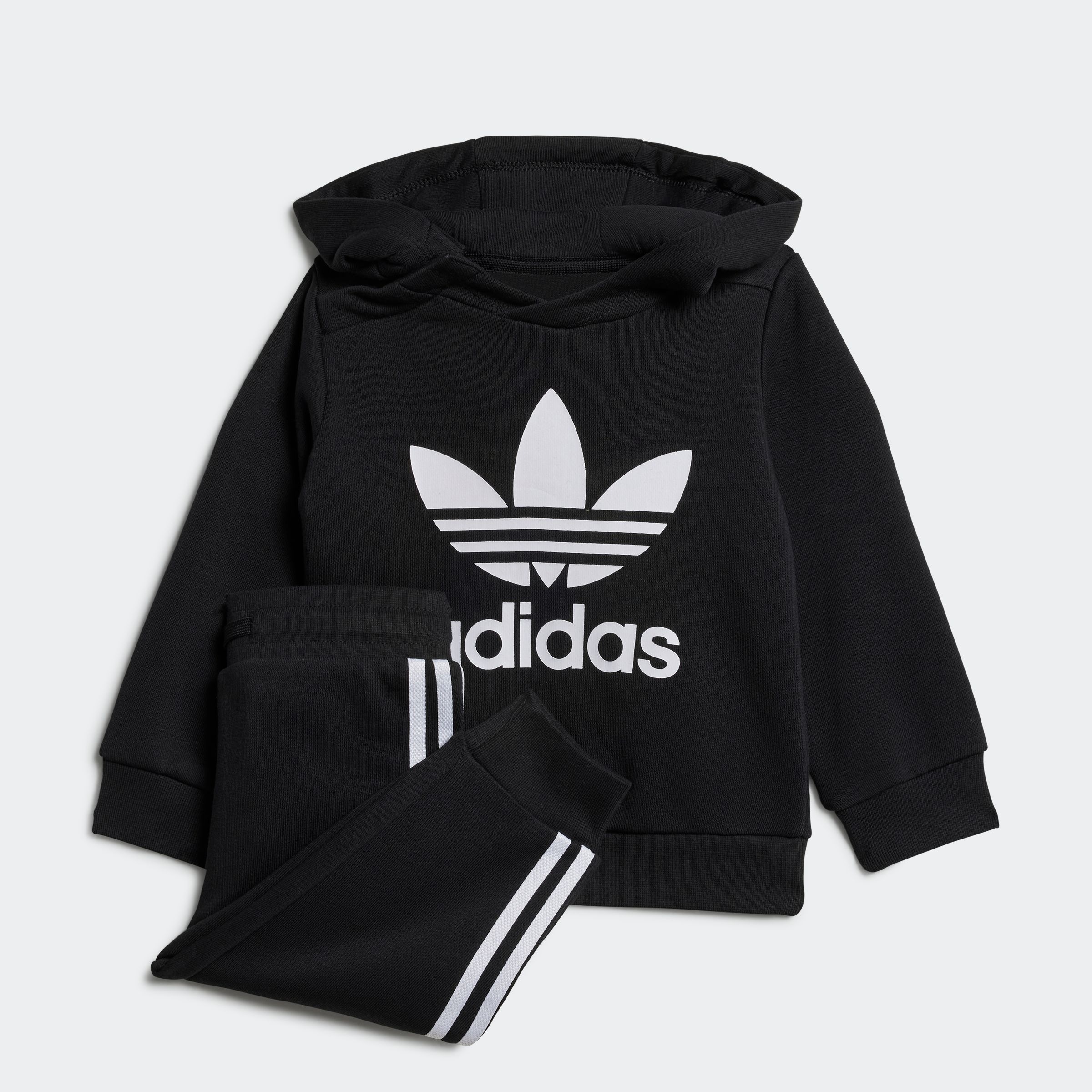 Mädchen Jogginganzug "HOODIE SET", schwarz, Gr. 62, ADIDAS ORIGINALS, Obermaterial: 70% Baumwolle, 30% Polyester, Sportanzüge