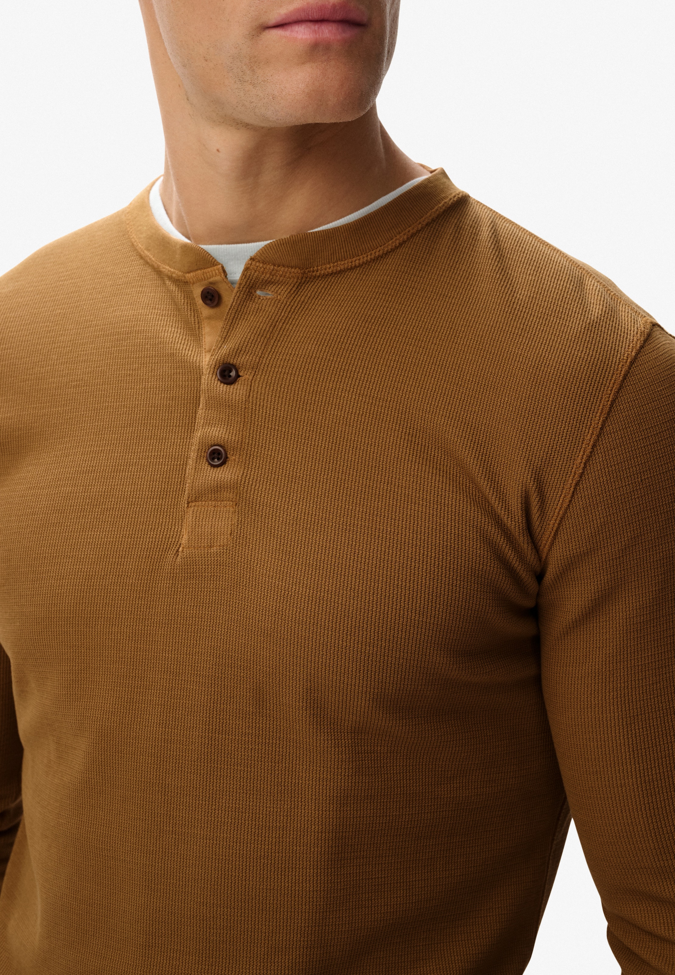 Superdry Langarmshirt »WAFFLE LONG SLEEVE HENLEY TOP«