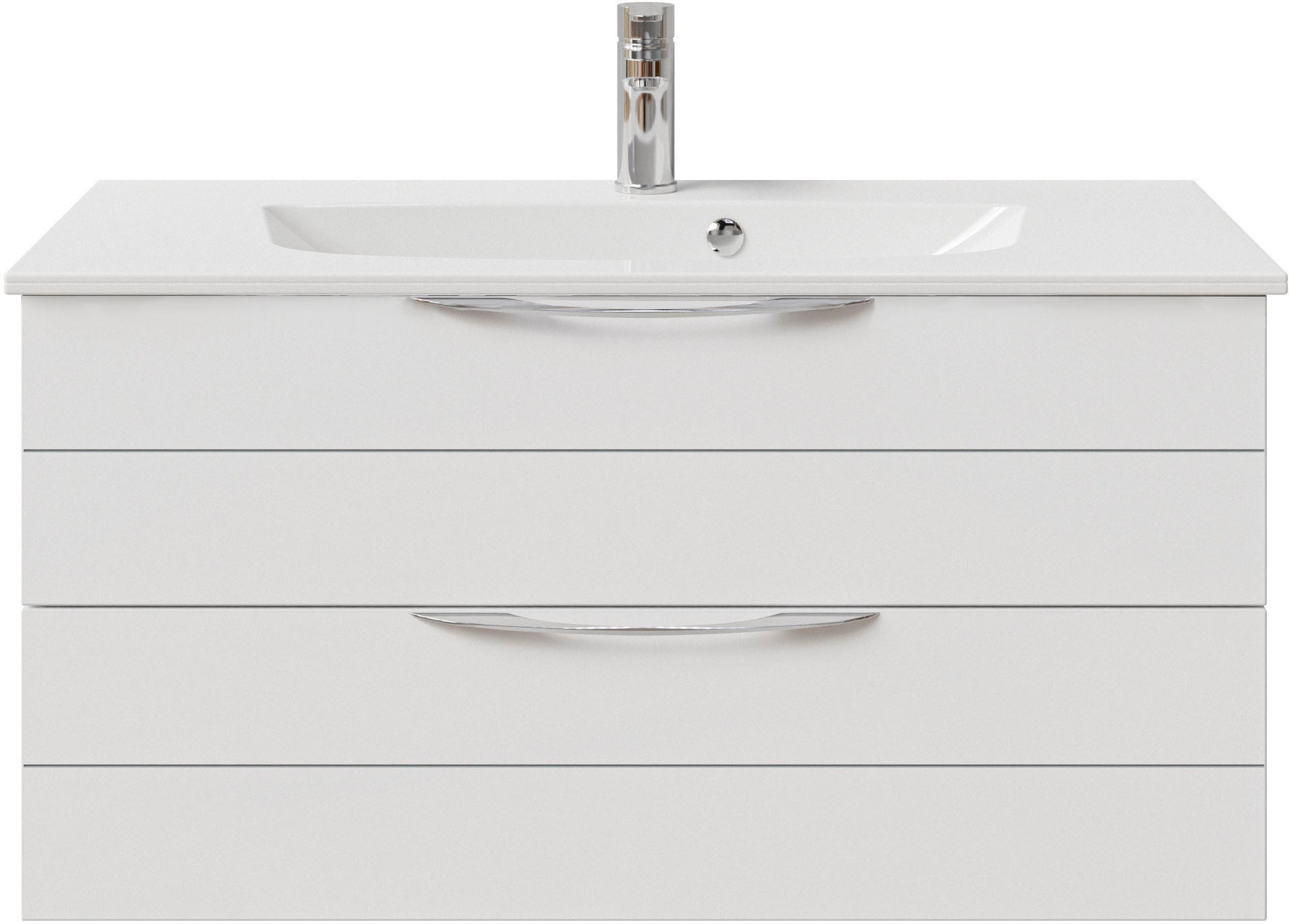 Saphir Waschtisch »Serie 6025 Mineralmarmor-Waschtisch mit Unterschrank, 97 cm breit«, Waschplatz mit 2 Schubladen, hängend, verschiedene Ausführungen