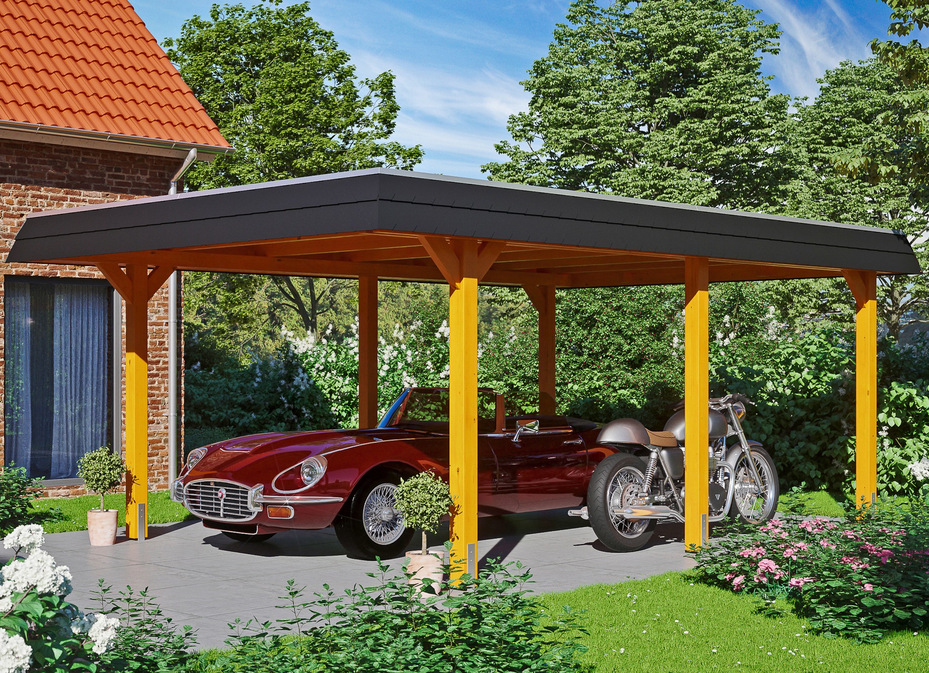 Skanholz Einzelcarport "Wendland", Leimholz-Nordisches Fichtenholz, 341 cm, hellbraun