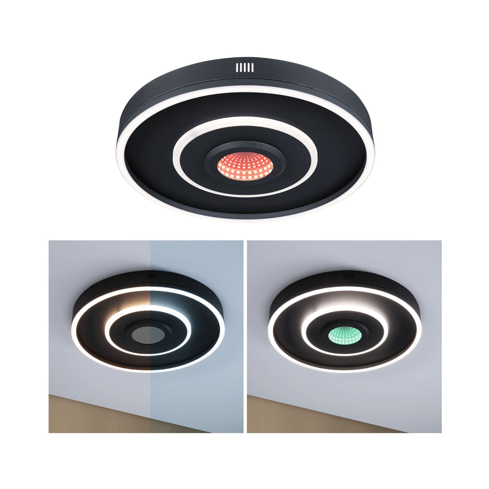 Paulmann LED Deckenleuchte »Spaceglow Four RGB+ 320lm / 800lm 230V 22W Schwarz matt«, 1 flammig, dimmbar