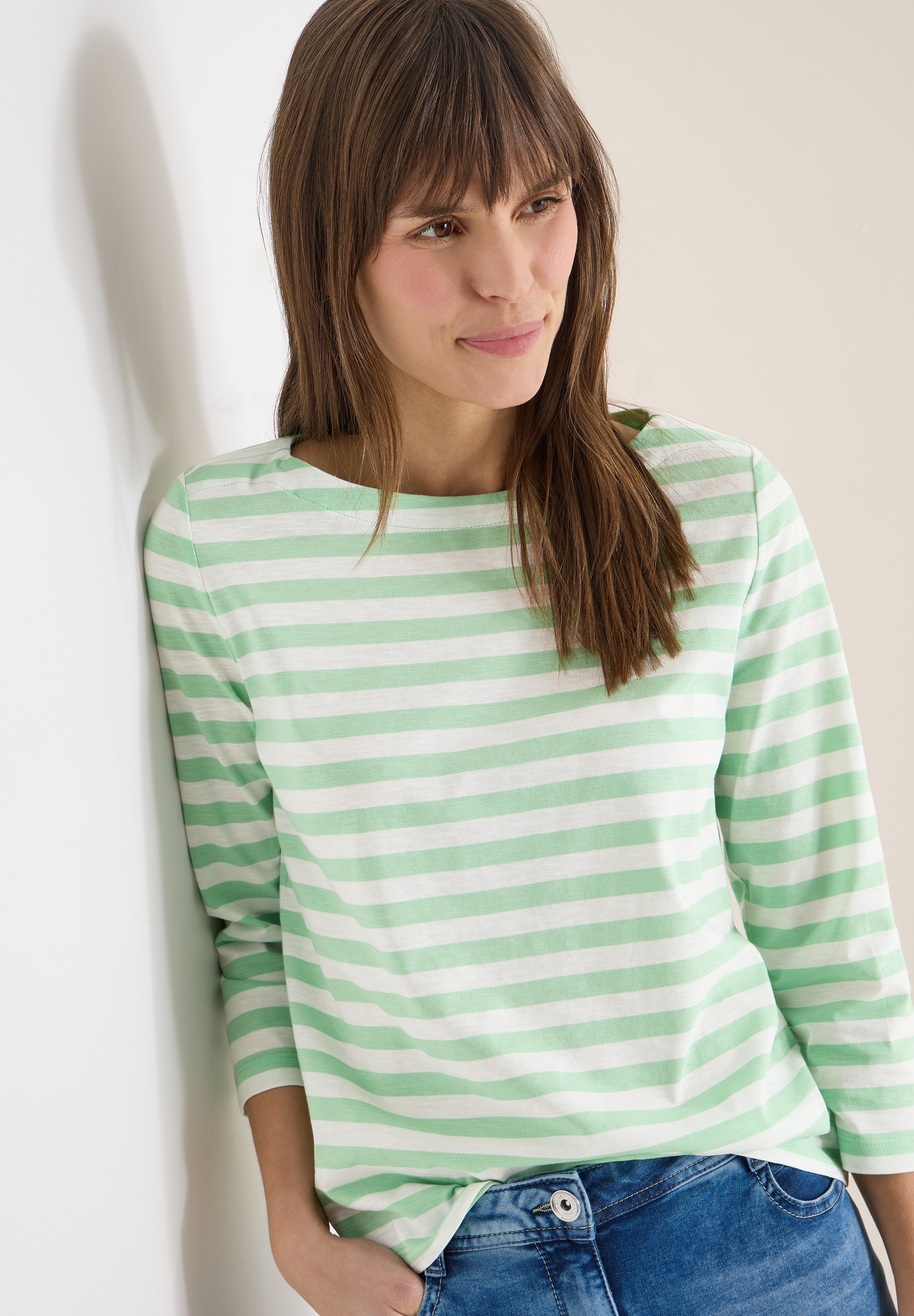 Cecil 3/4-Arm-Shirt mit U-Boot-Ausschnitt günstig online kaufen