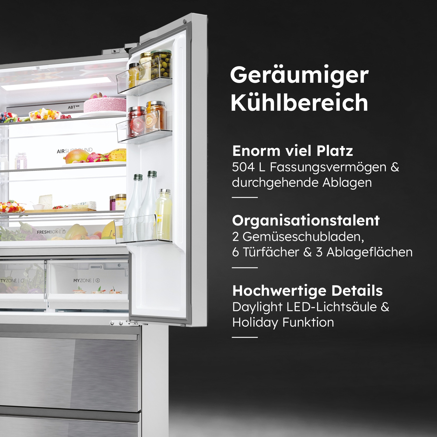 Haier French Door FD 90 SERIES 7 »HFR7819ENGC«, 190 cm hoch, 83 cm breit, Nutzinhalt: 504 Liter, HumidityZone