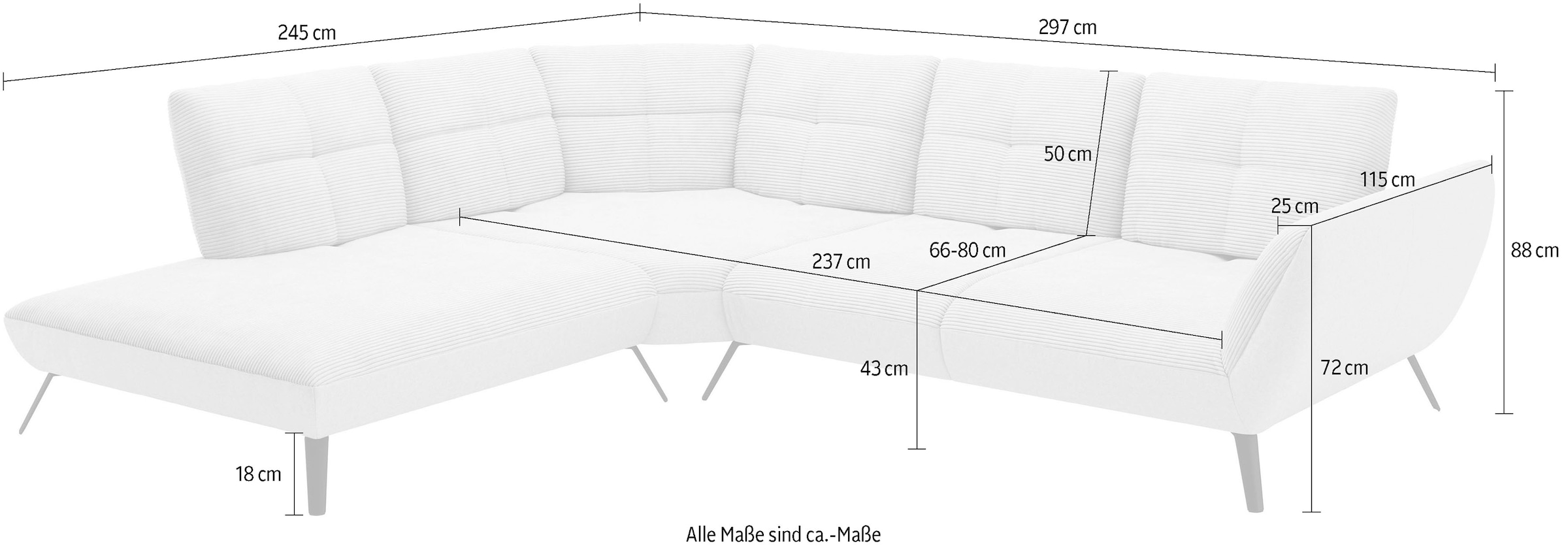 Places of Style Ecksofa »Mikado L-Form«, inkl. Sitztiefenverstellung und Armteilverstellung