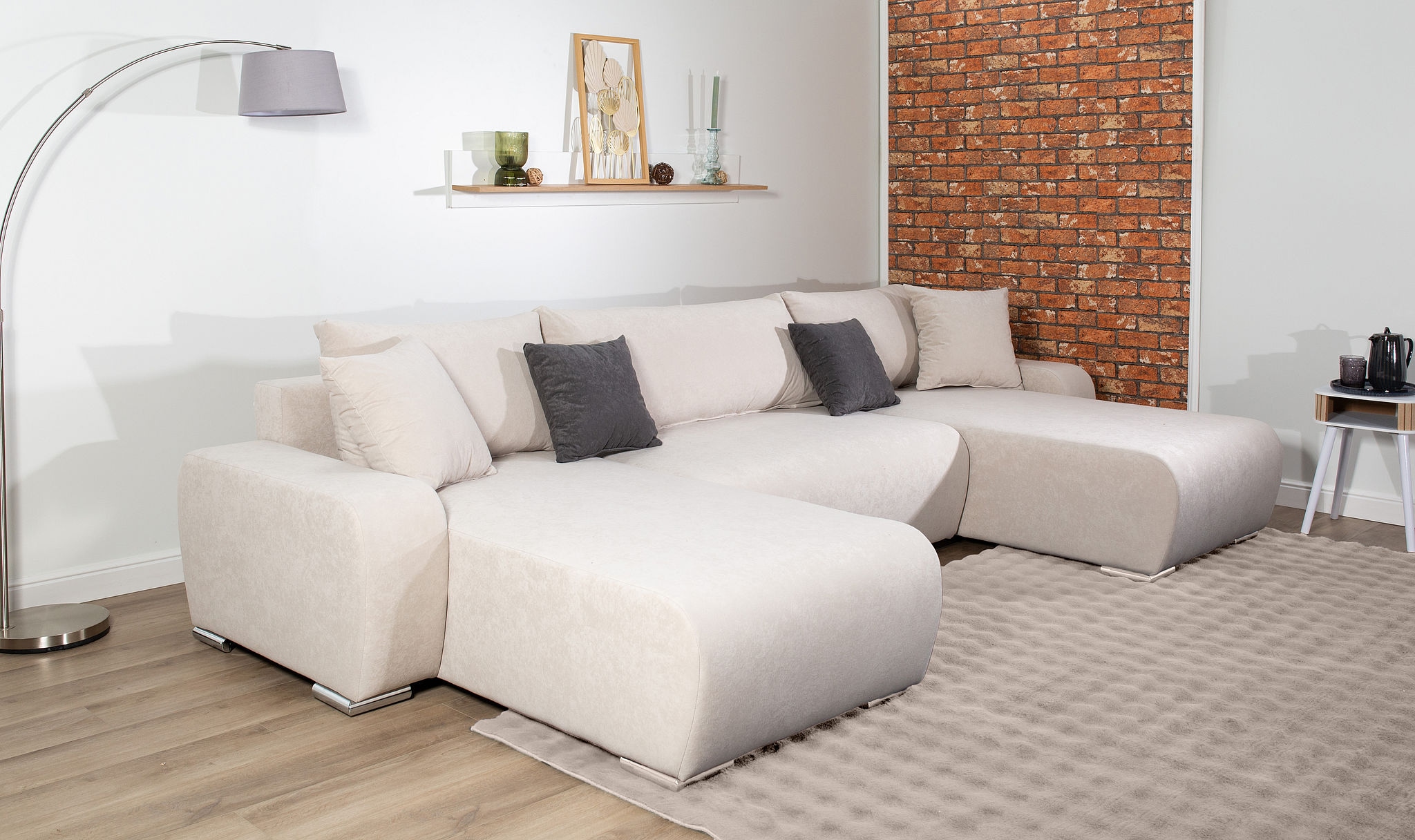 COLLECTION AB Wohnlandschaft "Paola U-Form, B: 314 cm" Schlaffunktion, Bettkasten & 4 Zierkissen, Federkern