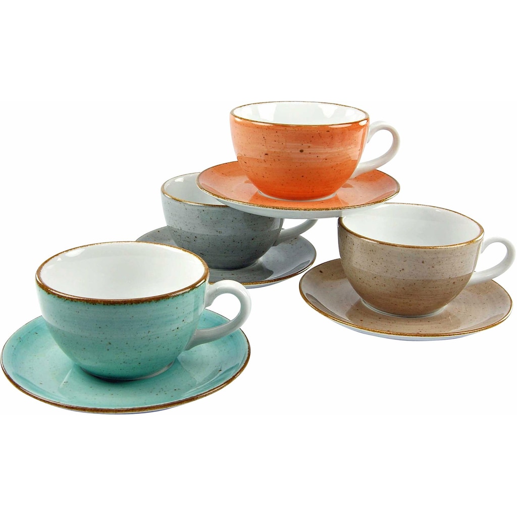 CreaTable Cappuccinotasse »Kaffeetasse VINTAGE NATURE«, (Set, 8 tlg.)