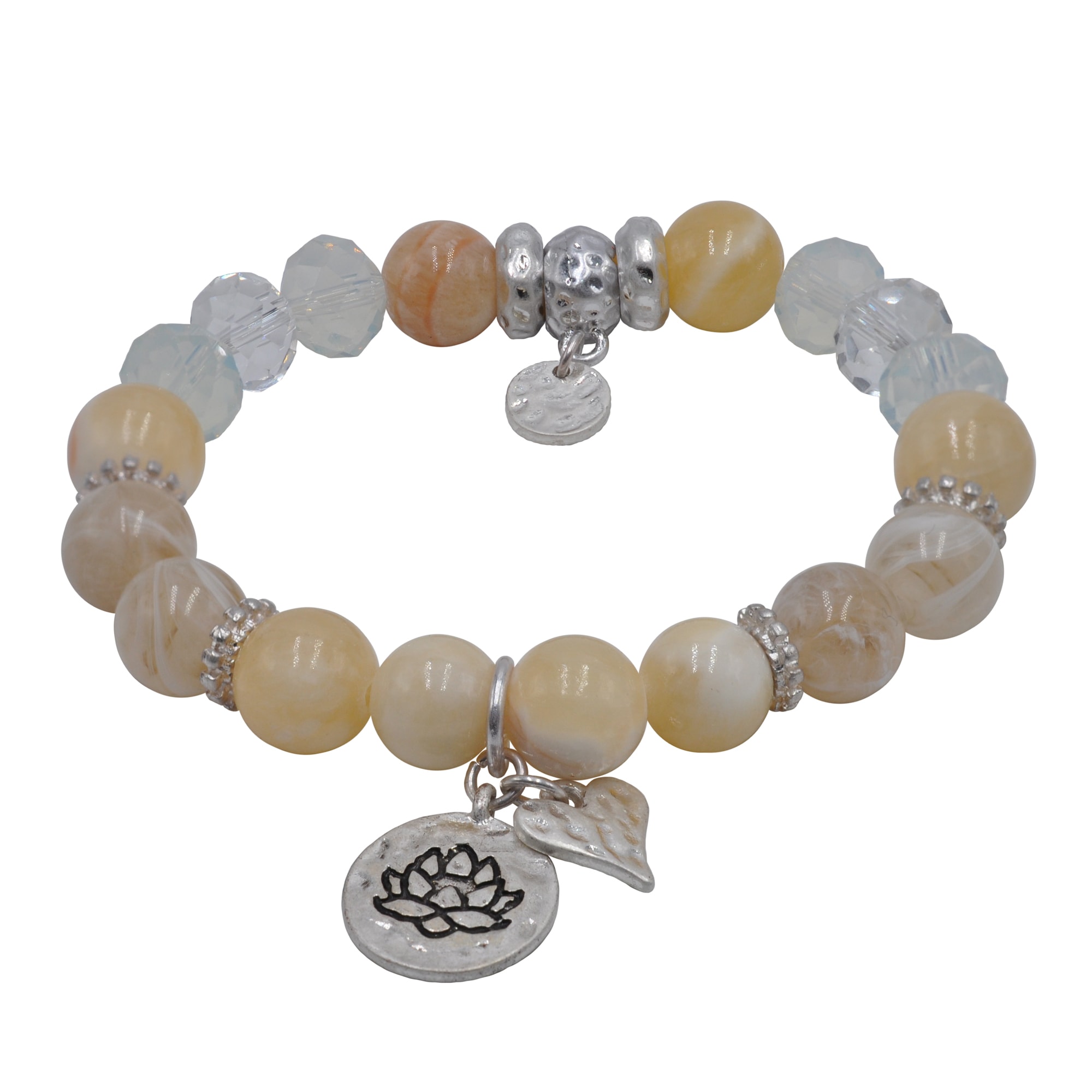 Armband STEUER "Metall glanz Achat gelb", champagner, Armbänder, Damen, 19cm, Metall, glänzend, Armband