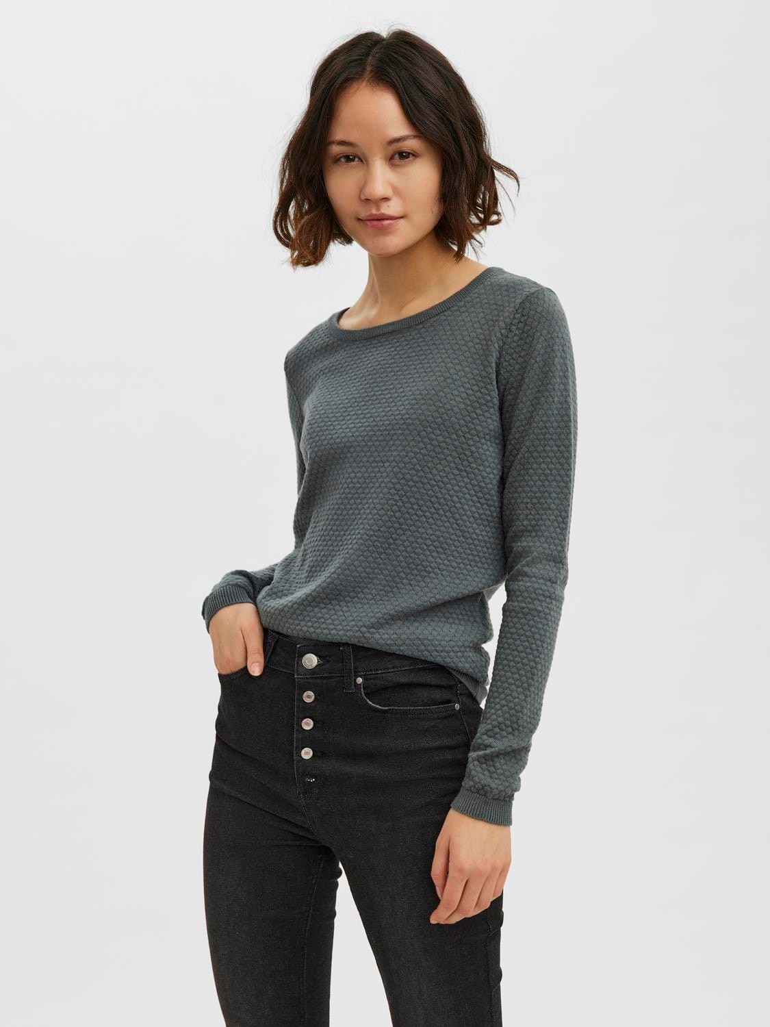 Vero Moda Rundhalspullover "VMCARE STRUCTURE LS O-NECK BLOU NOOS" günstig online kaufen