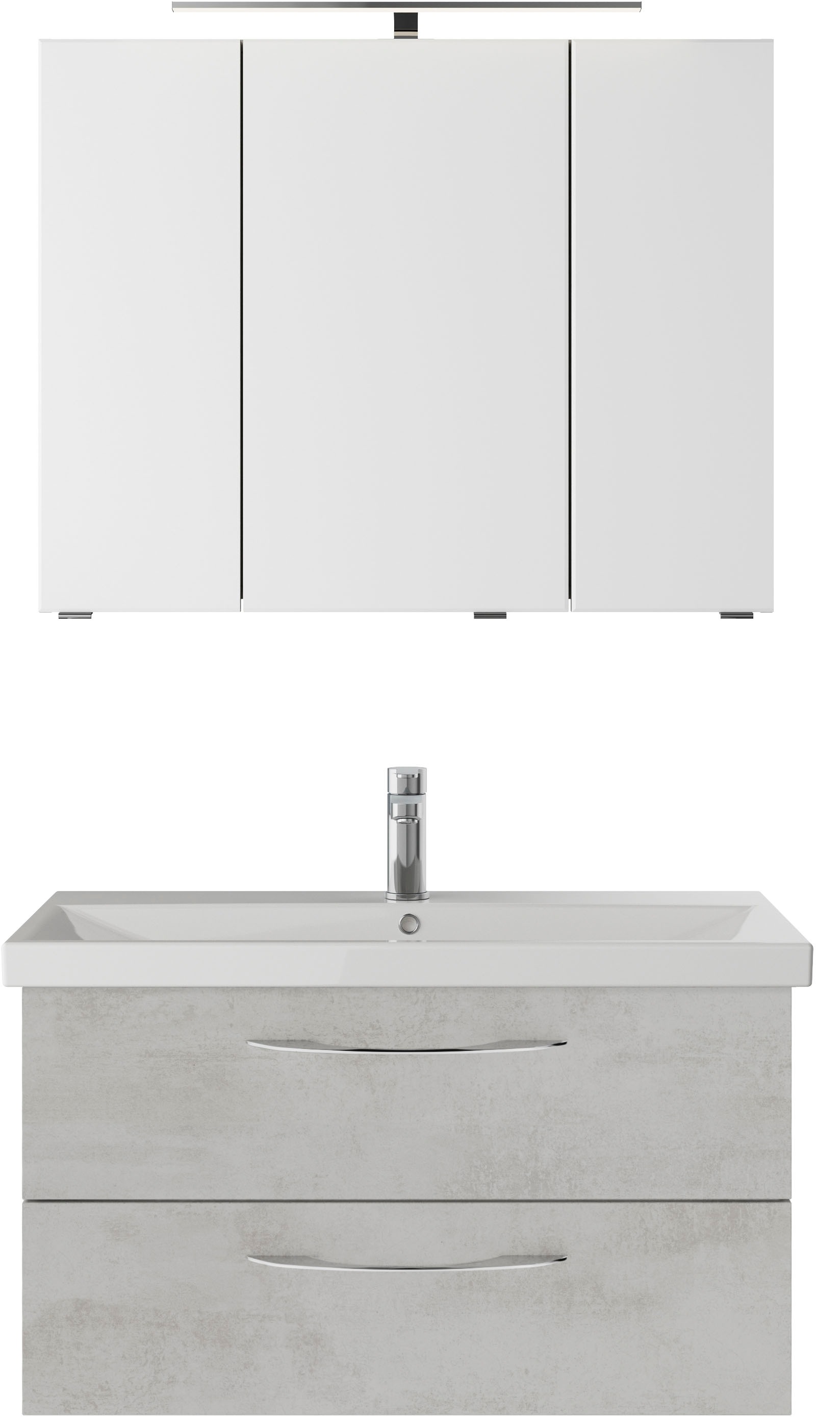 Saphir Badmöbel-Set »Serie 4035 2-teilig, Keramikwaschtisch mit LED-Spiegelschrank«, (Set), 90 cm breit, inkl. Türdämpfer, 2 Schubladen, 3 Türen, 6 Einlegeböden