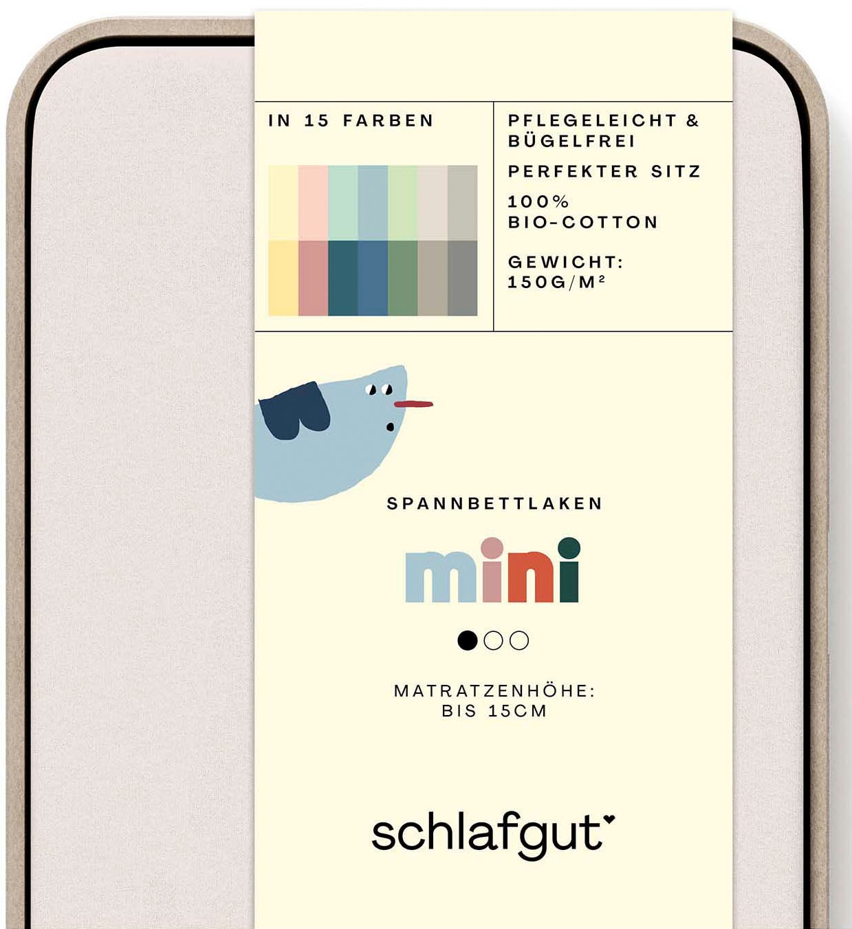 Spannbettlaken SCHLAFGUT, beige, Jersey, Obermaterial: 100% Baumwolle, Bettlaken, "Casual Mini Spannbettlaken", für Kinder, MADE IN GREEN by OEKO-TEX