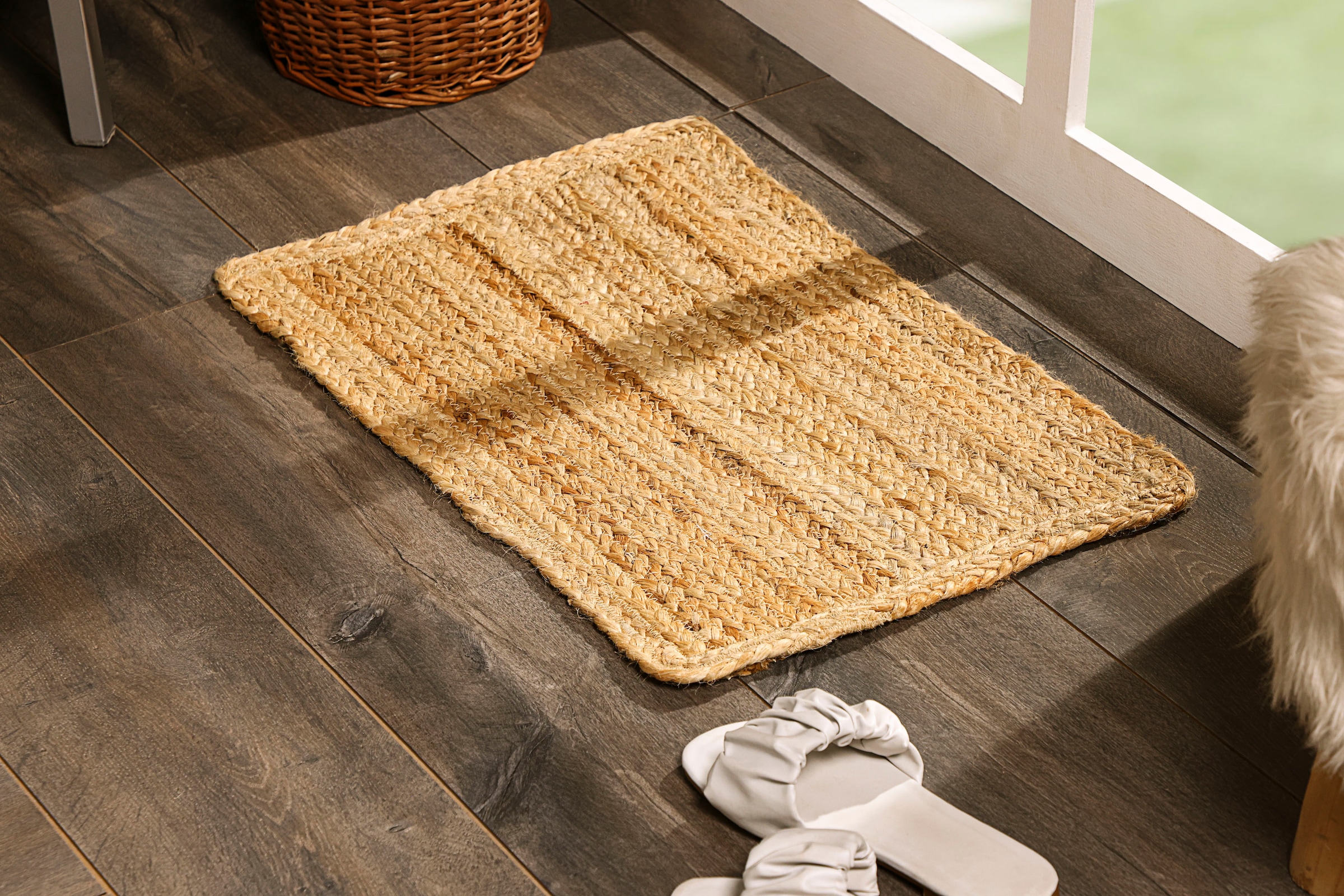 Myflair Möbel & Accessoires Teppich »Lola«, rechteckig, 10 mm Höhe, Juteteppich, Wendeteppich, handgeflochten, 100% Naturfaser, Boho-Style