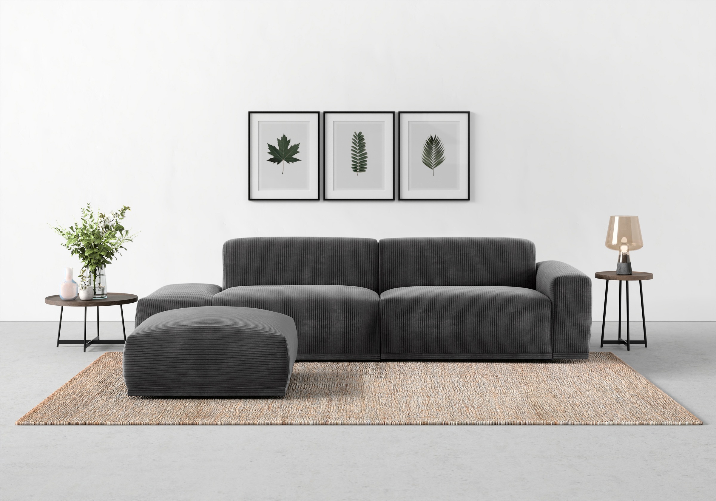 TRENDMANUFAKTUR Big-Sofa »Braga, mit hochwertigem Kaltschaum, Megasofa, in Cord erhältlich«, modernes Big-Sofa, Couch mit hohem Sitzkomfort, 277/72/107 cm (B/H/T)