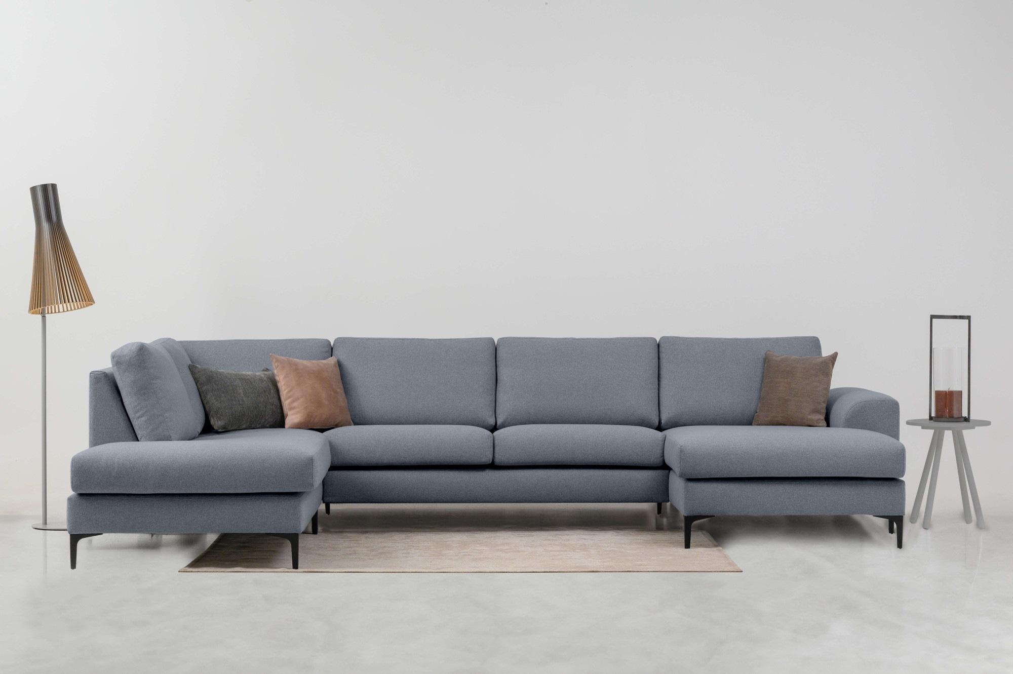 OTTO home Wohnlandschaft "Henry, U-Form, Breite 363 cm" mit Metallbeinen, Wellenunterfederung, wasserabweisender Stoff