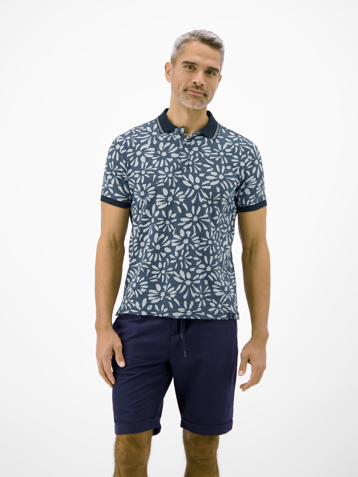 LERROS "Poloshirt mit floralem All-over-Print, 2-Tone-Optik"