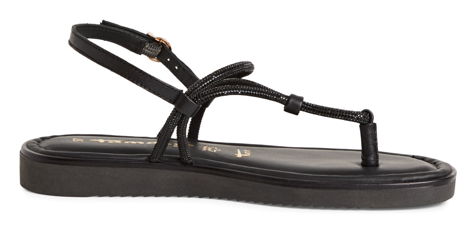 Tamaris Riemchensandale, Plateau, Sandalette, Sommerschuh mit glänzenden Strasssteinchen