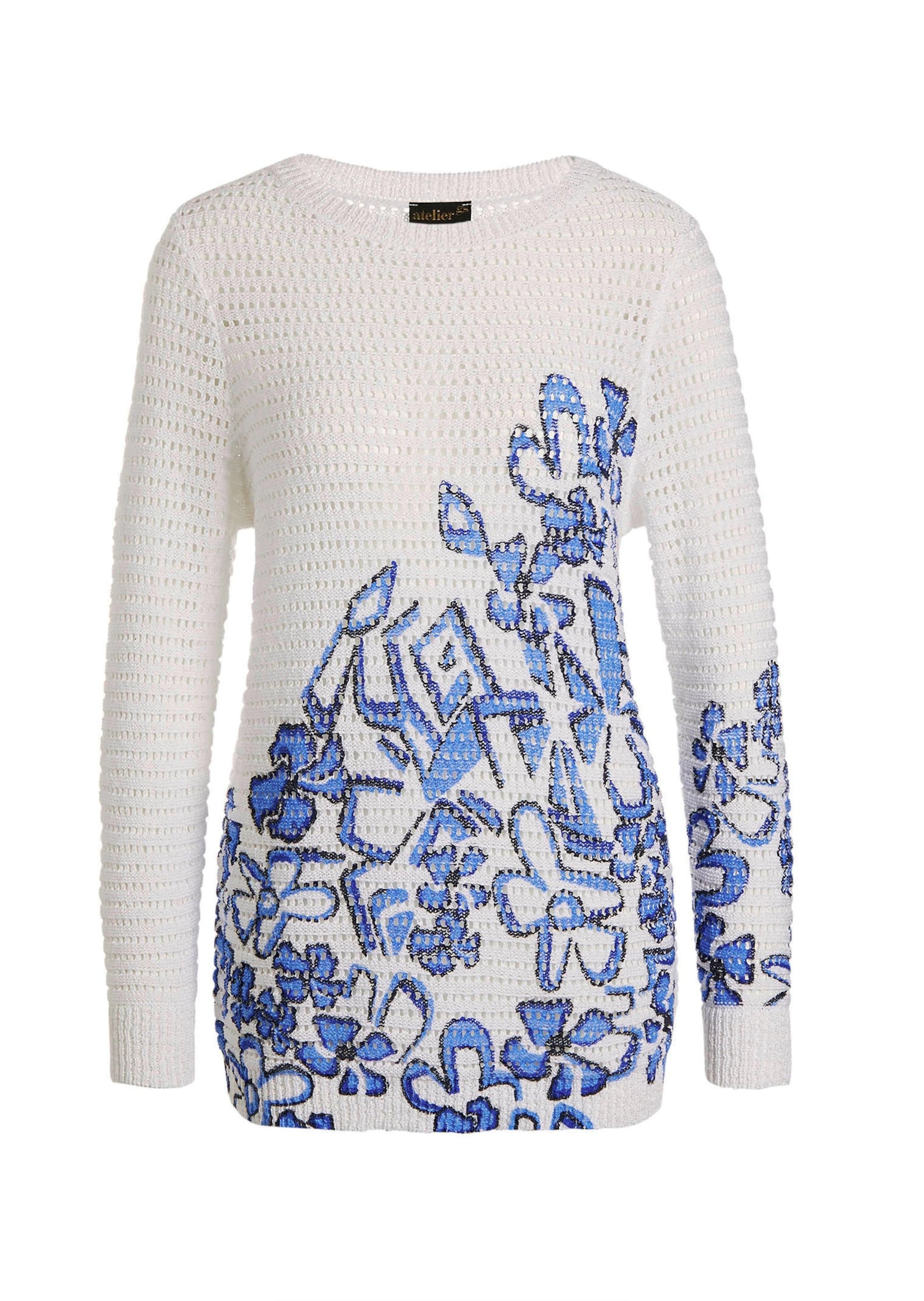 GOLDNER Rundhalspullover "Kurzgröße Eleganter Pullover mit Kontrastdruck" L günstig online kaufen