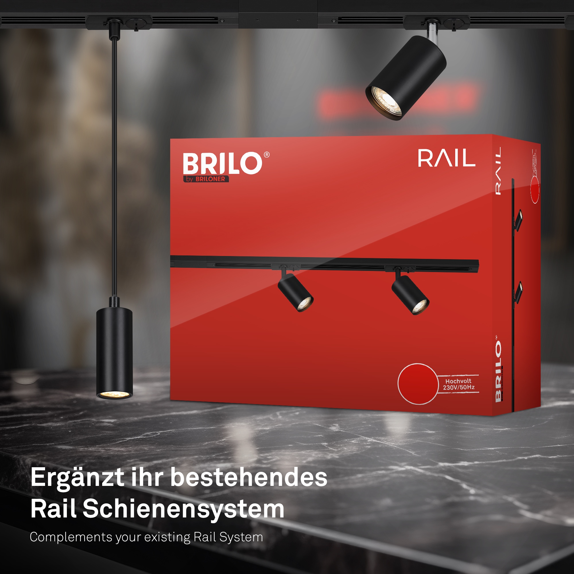 Briloner Leuchten Schienensystem-Verbinder »RAIL« 1 tlg. Eckverbinder 86 mm Schwarz Schienensystem Rail Wohnzimmer Büro Küche
