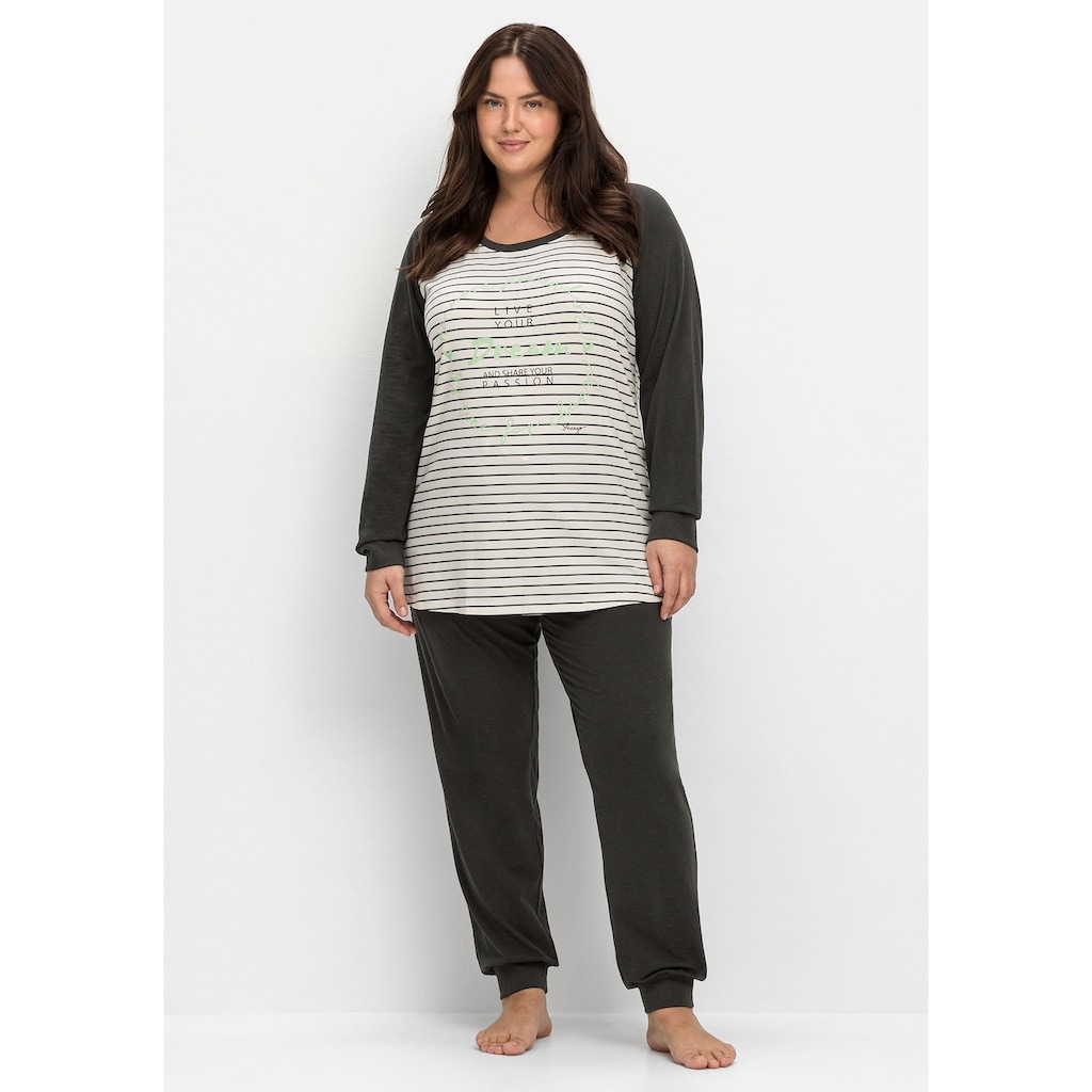 Sheego Pyjama »Große Größen« (Set) mit Shirt und Hose aus Baumwollmix