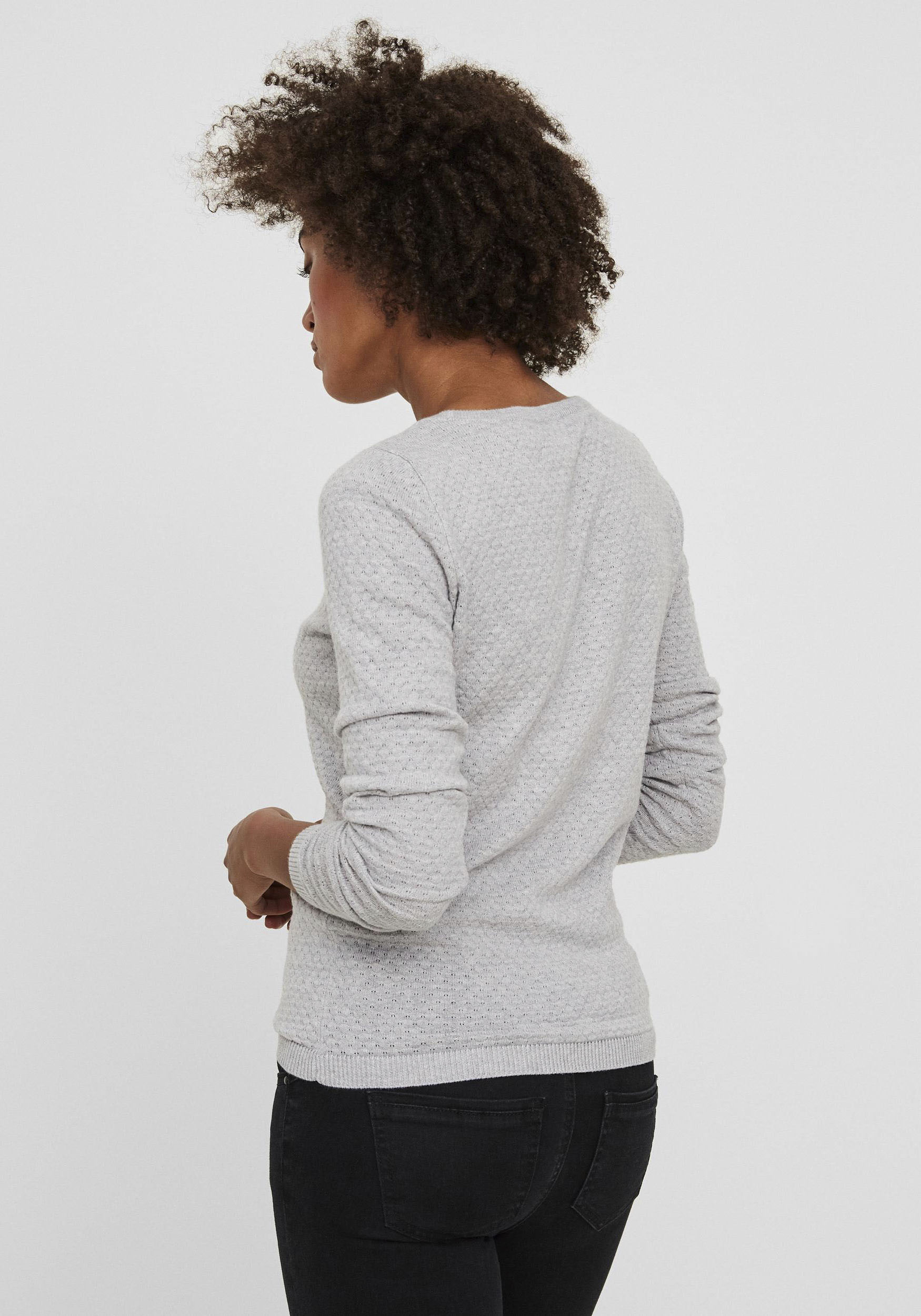 Thumbnail - Vero Moda Rundhalspullover "VMCARE STRUCTURE LS O-NECK BLOUSE" aus Bio-Baumwolle