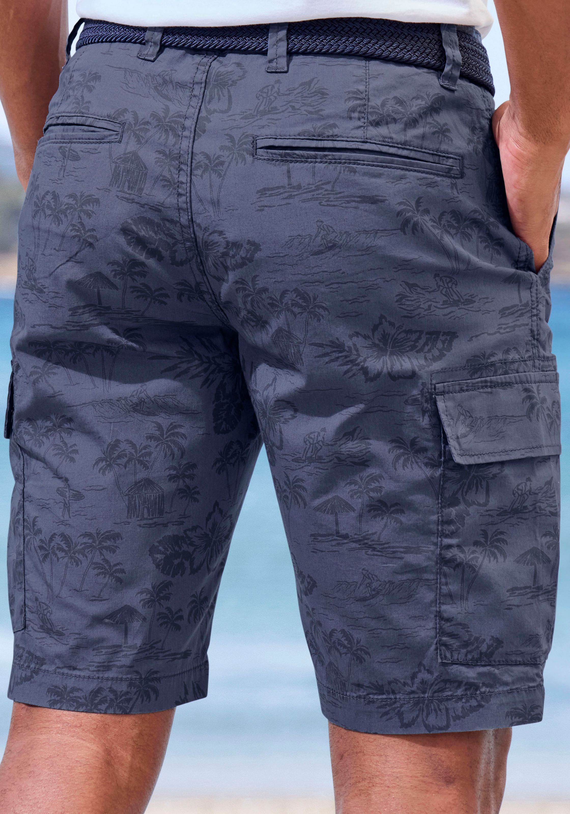 John Devin Cargoshorts, kurze Hose aus elastischer Baumwolle, modisch bedruckt