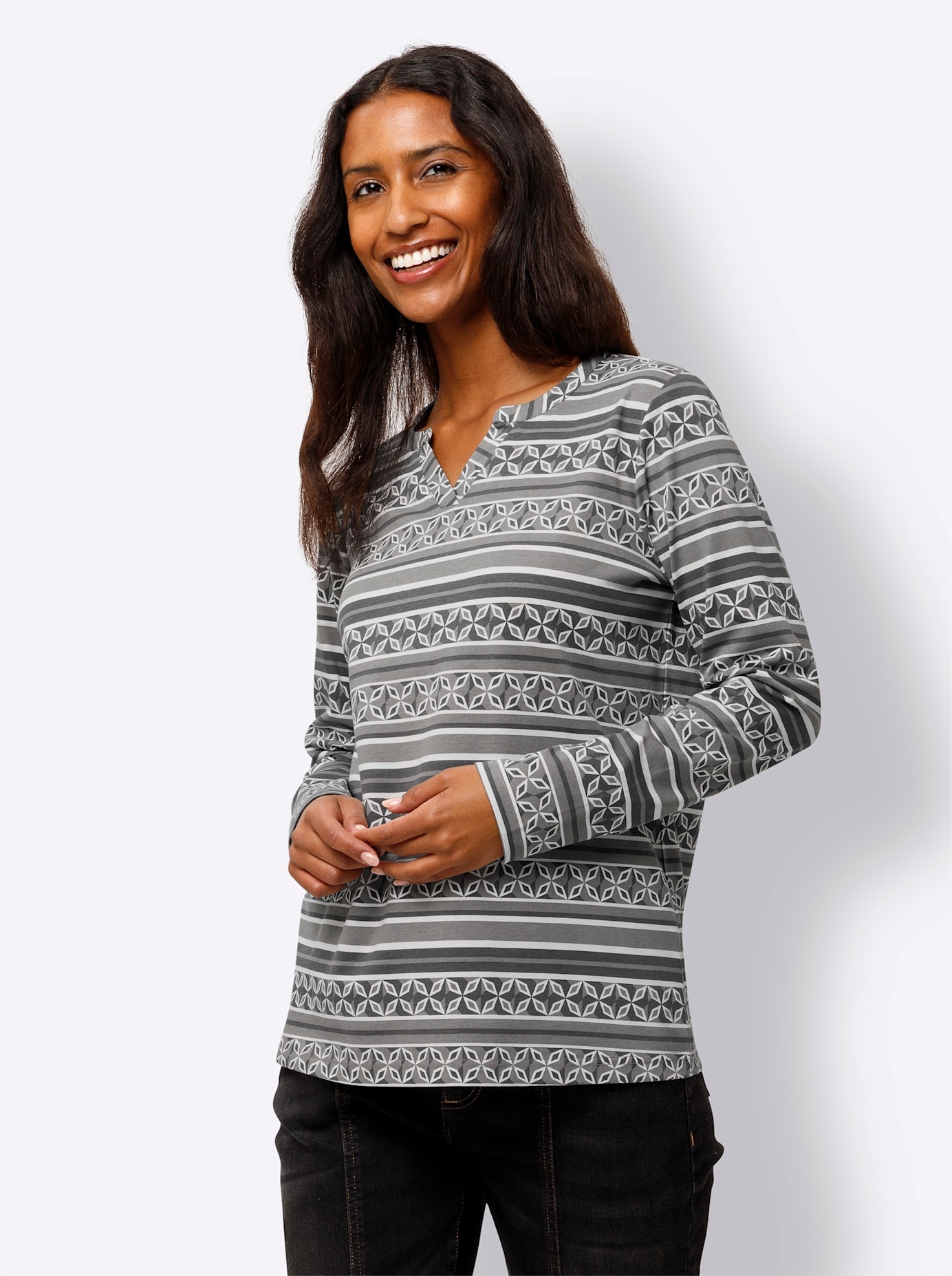 heine Langarmshirt "Druck-Shirt", 1 Stk. günstig online kaufen