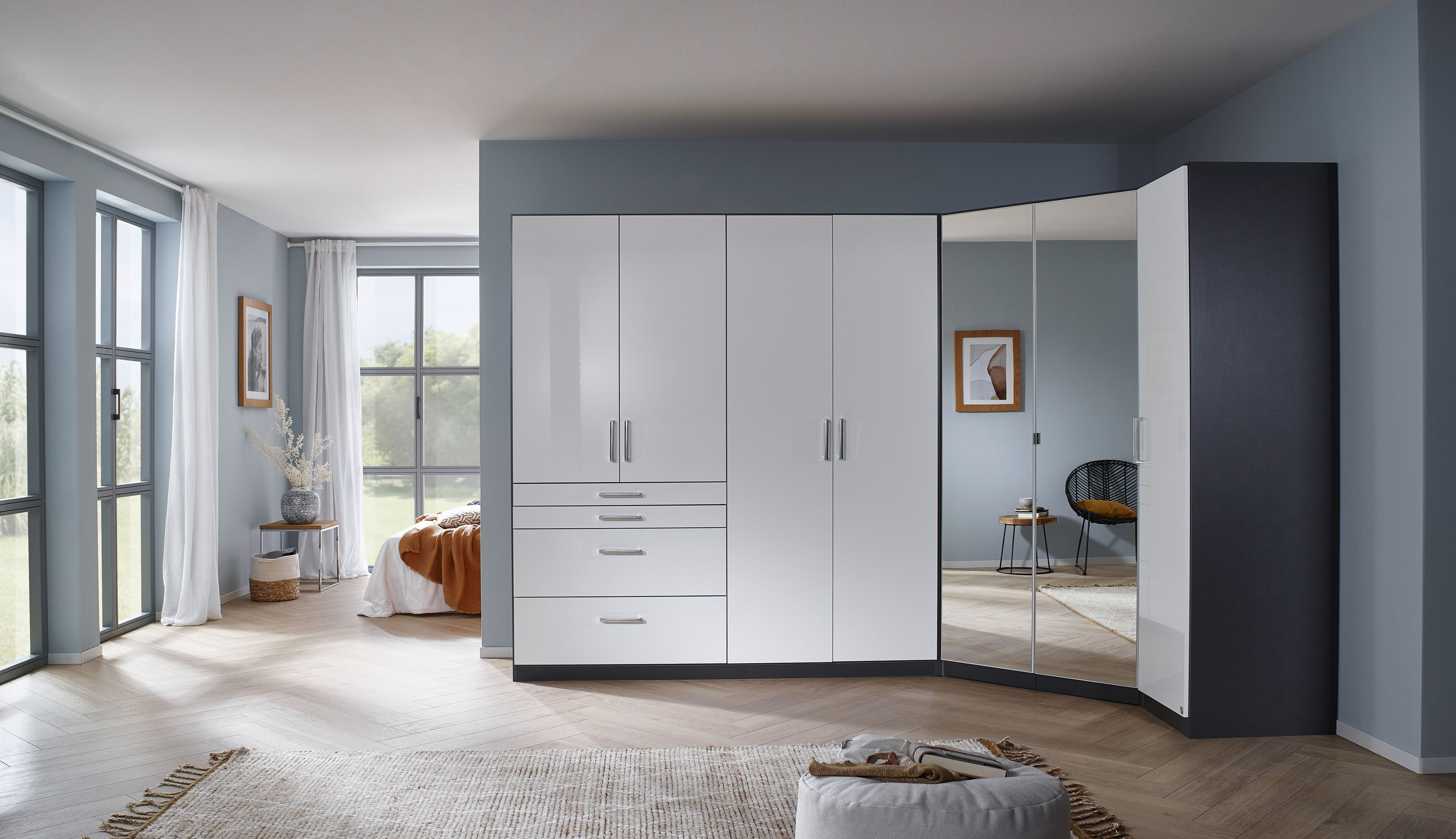 Thumbnail - rauch Schrank-Set "Kleiderschrank Schrank Garderobe Garderobenschrank Eckschrank HOMBURG", viel Stauraum, oberer Schubka...