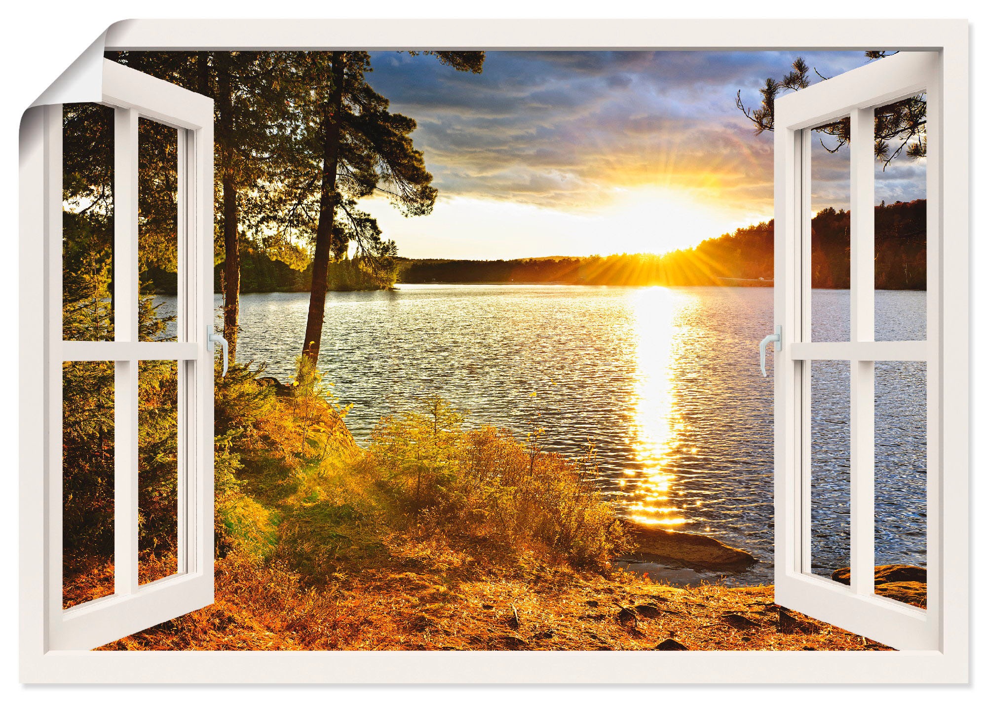 Artland Wandbild "Sonnenuntergang im Algonquin Park", Fensterblick, (1 St.) günstig online kaufen