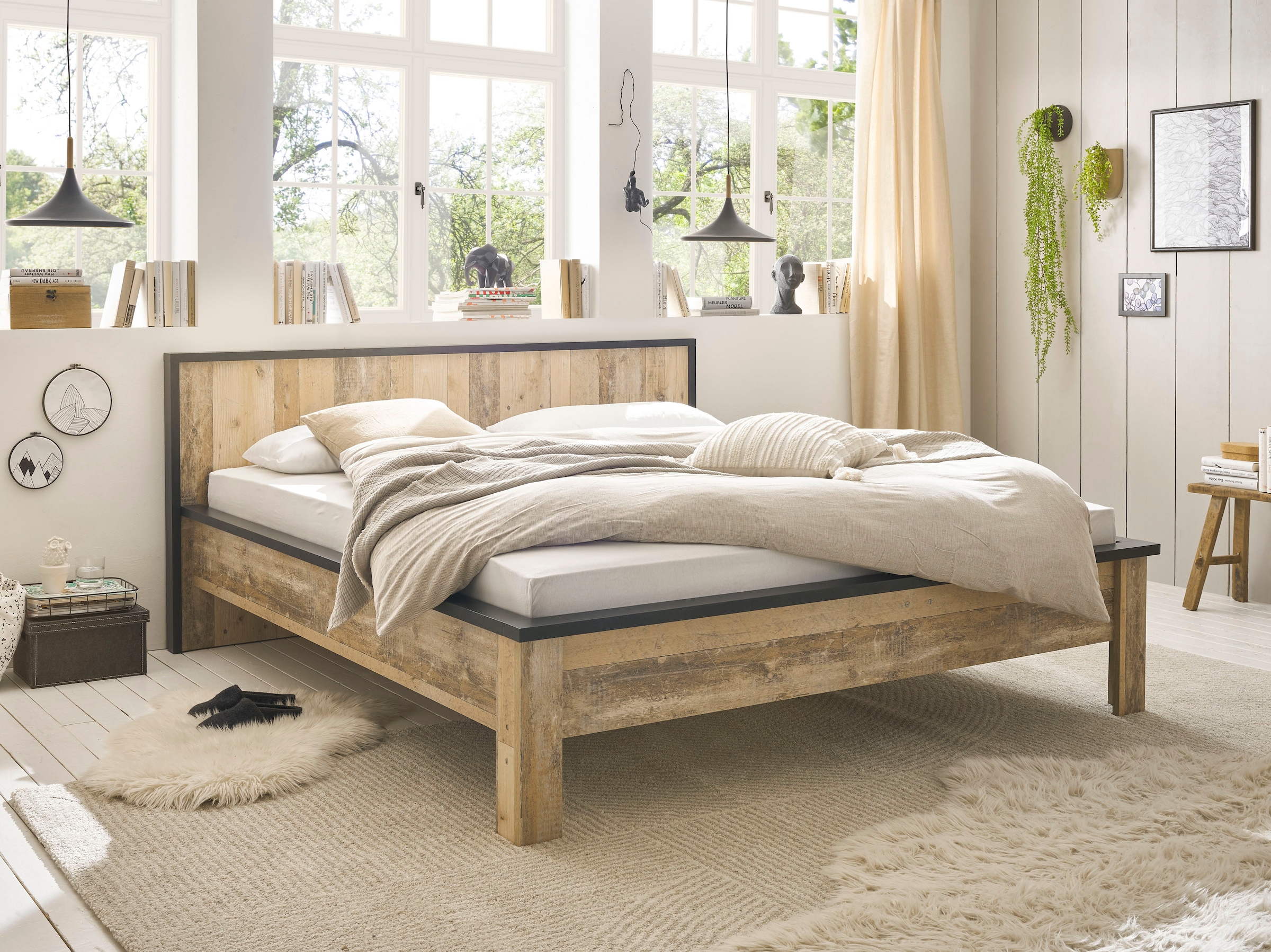 Home affaire "SHERWOOD Liegefläche 90/140 oder 180x200 cm" aus FSC-zertifiziertem Holzwerkstoff, rustikaler Landhausstil
