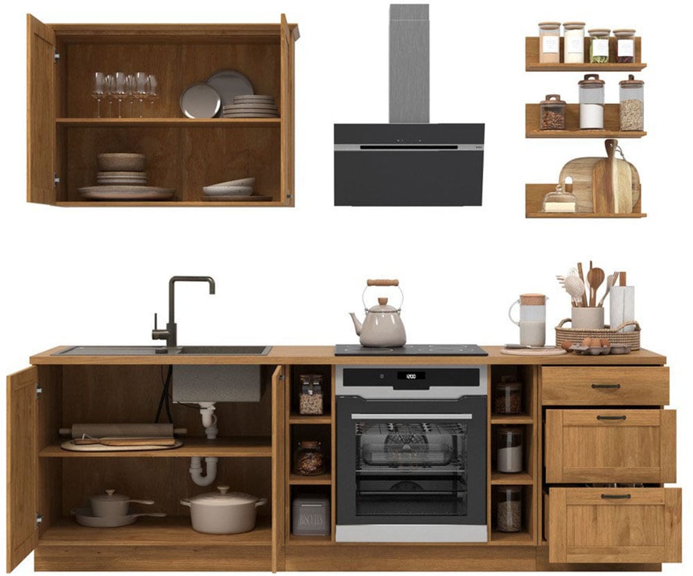 Home affaire Küchenzeile »Teramo« Set, Kombinierbar mit anderen Möbelstücken der Serie Teramo, 