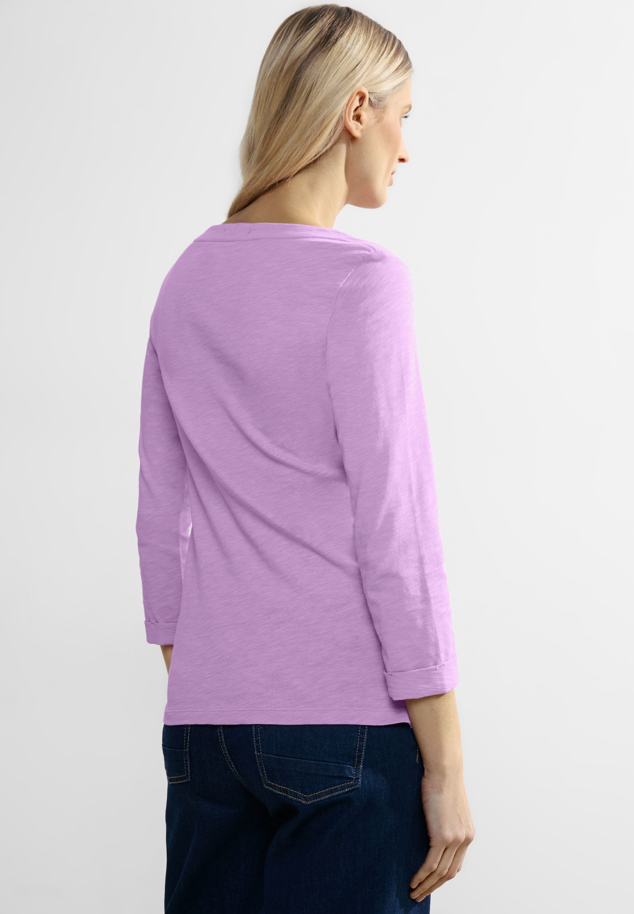 Cecil Rundhalsshirt, in Unifarbe