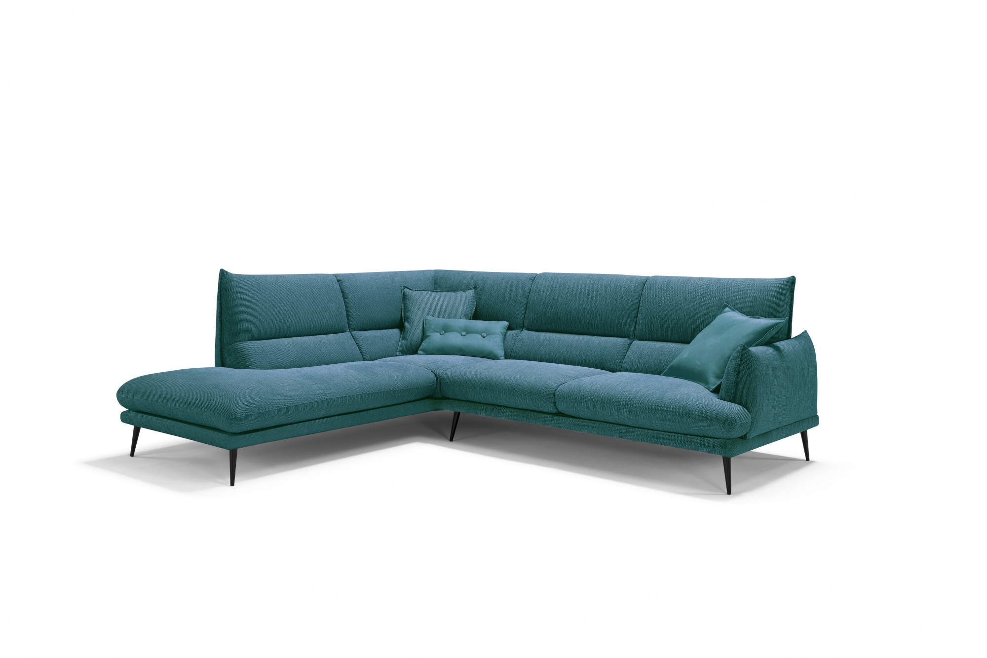Egoitaliano Ecksofa "FUNNY, hochwertiges & aktuelles Design, bequeme Rückenlehne, L-Form" toller Sitzkomfort, hochwertiger Strukturmix-Bezug, Breite 265cm