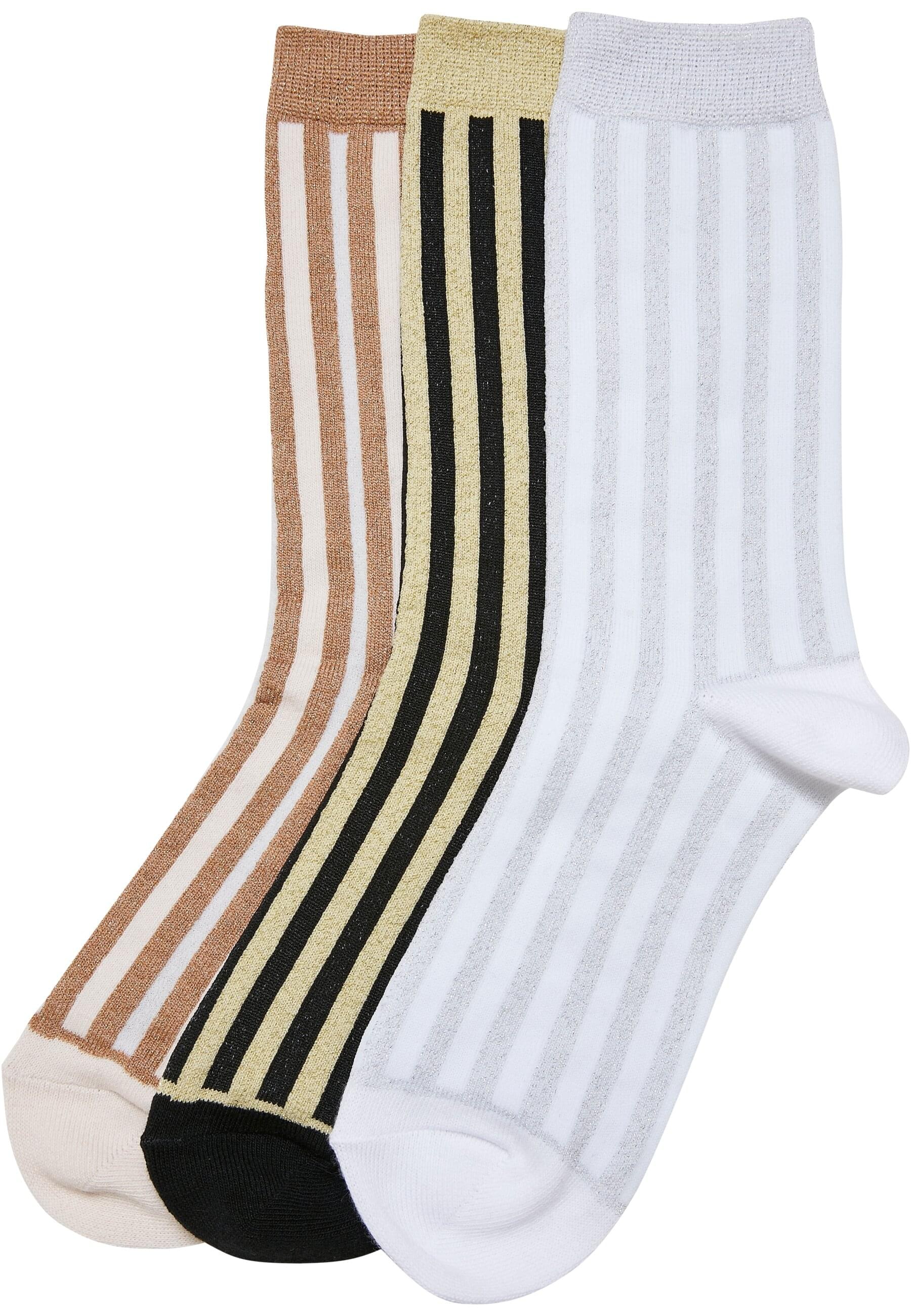 URBAN CLASSICS Basicsocken »Urban Classics Unisex Metallic Effect Stripe Socks 3-Pack«, (1 Paar)