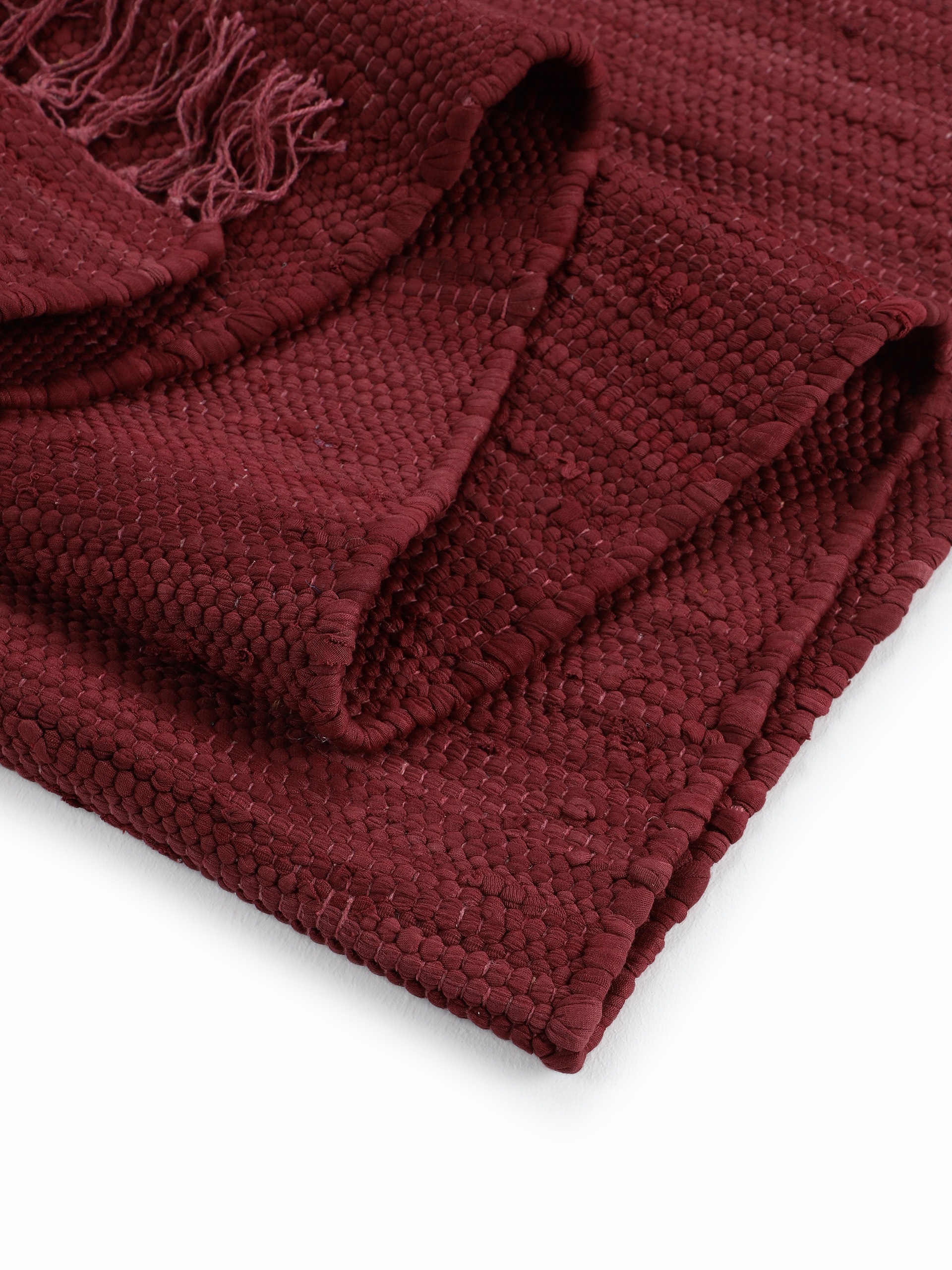 carpetfine Teppich »Kelim Chindi uni«, rechteckig, 5 mm Höhe, Wendeteppich, reine Baumwolle, handgewebt, Uni-Farben, mit Fransen