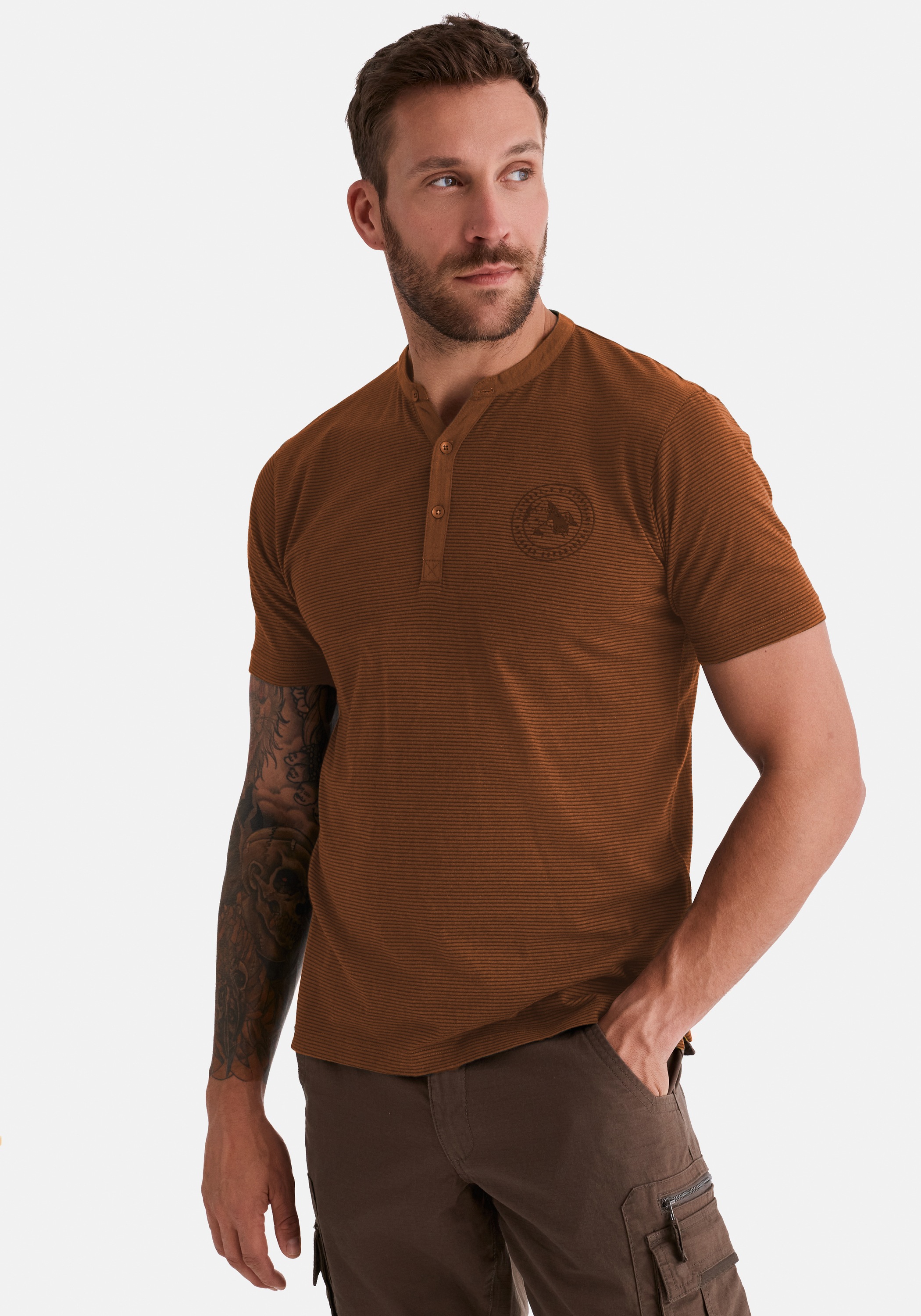 HERO by John Medoox Henleyshirt "HENRY Henley-Shirt" HERO by John Medoox HENRY Herren Henley T-Shirt