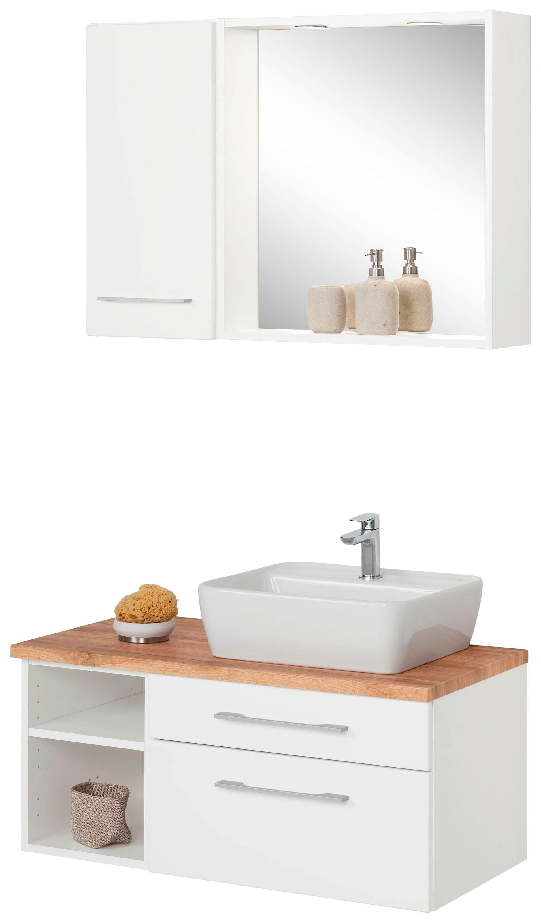 welltime Badmöbel-Set "Davos" 3 Stk. tlg. Waschplatz, Hängeschrank und Bad- günstig online kaufen