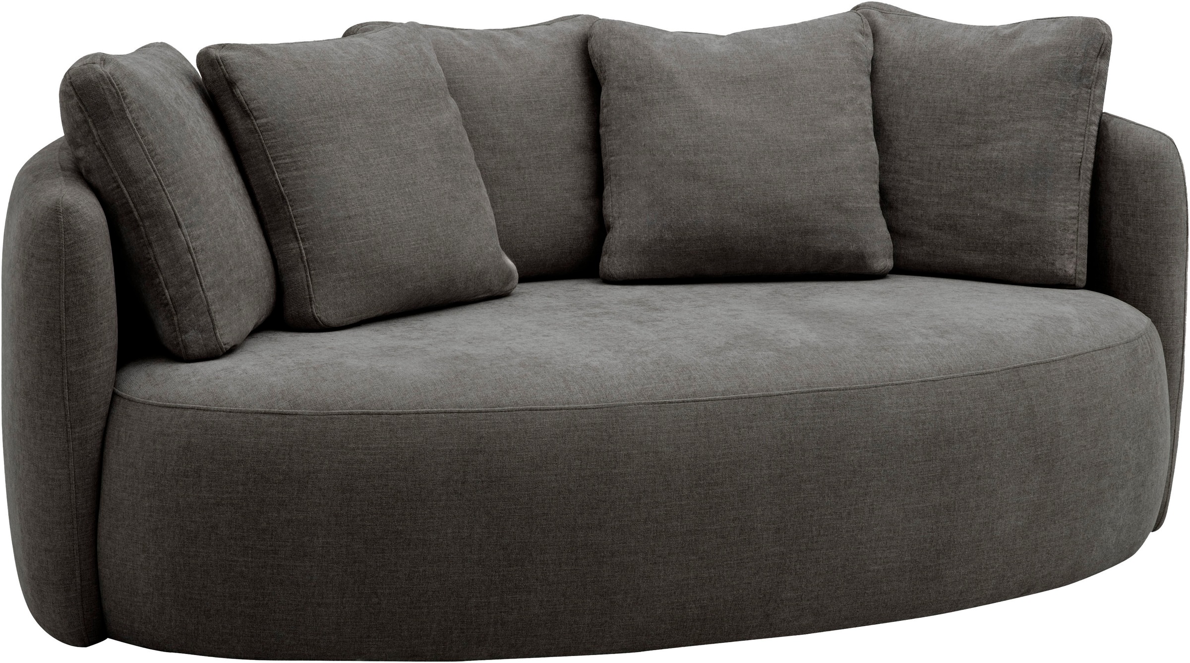 OTTO products 2,5-Sitzer »Kaarl, rundes Loungesofa, Sofa mit Kissen, perfekt gepolstert« Webstoff, in fünf Farben, zeitloses Design, inkl. 5 Rückenkissen