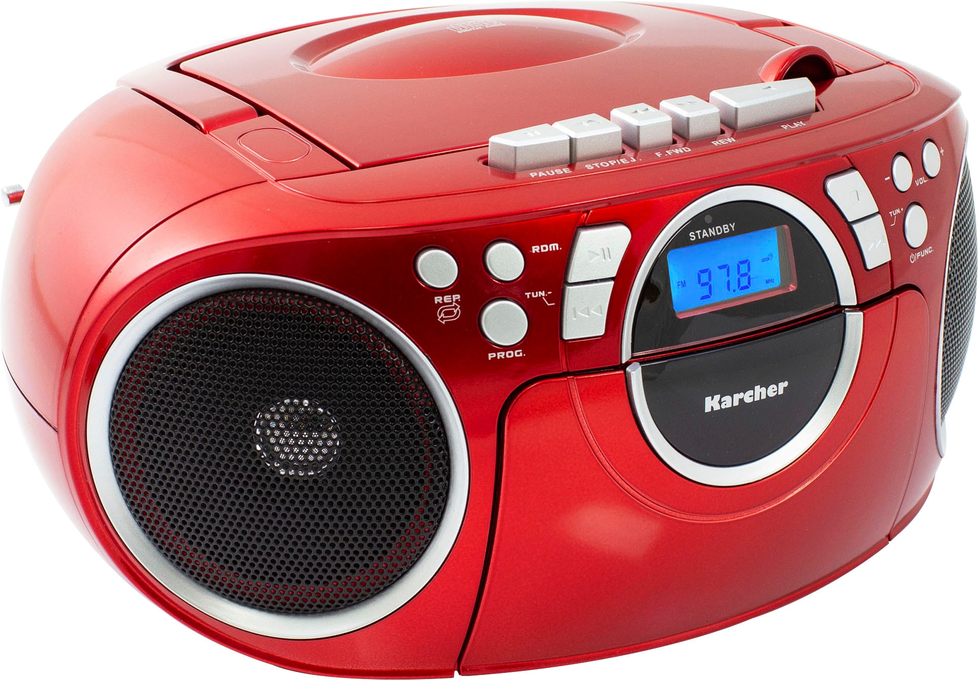 Boombox »RR 5042-R«, (UKW mit RDS-FM-Tuner 3 W), CD-Player, Kassettenplayer,...