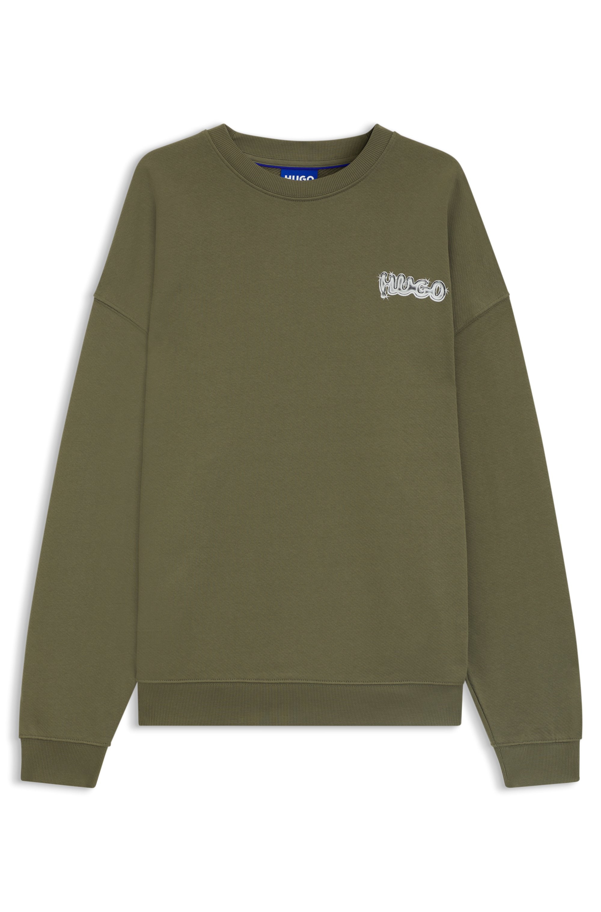 HUGO Blue Sweatshirt »Nyrocrew«, Rundhalsausschnitt, Loose fit, Druck in Chrom-Optik
