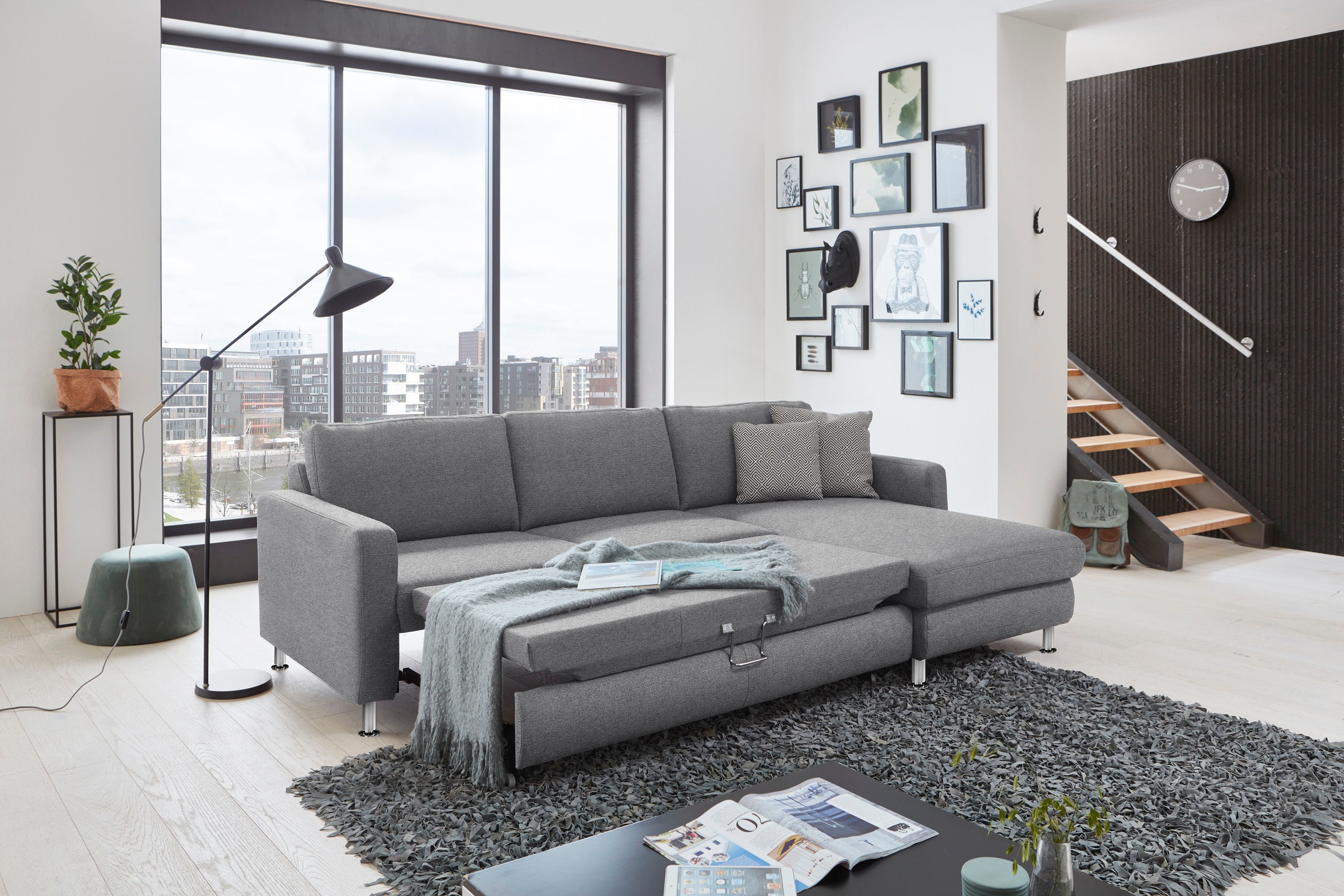 Die PlanBar Ecksofa »MP-IN19027 L-Form«, wahlweise mit Bettfunktion, frei im Raum stellbar