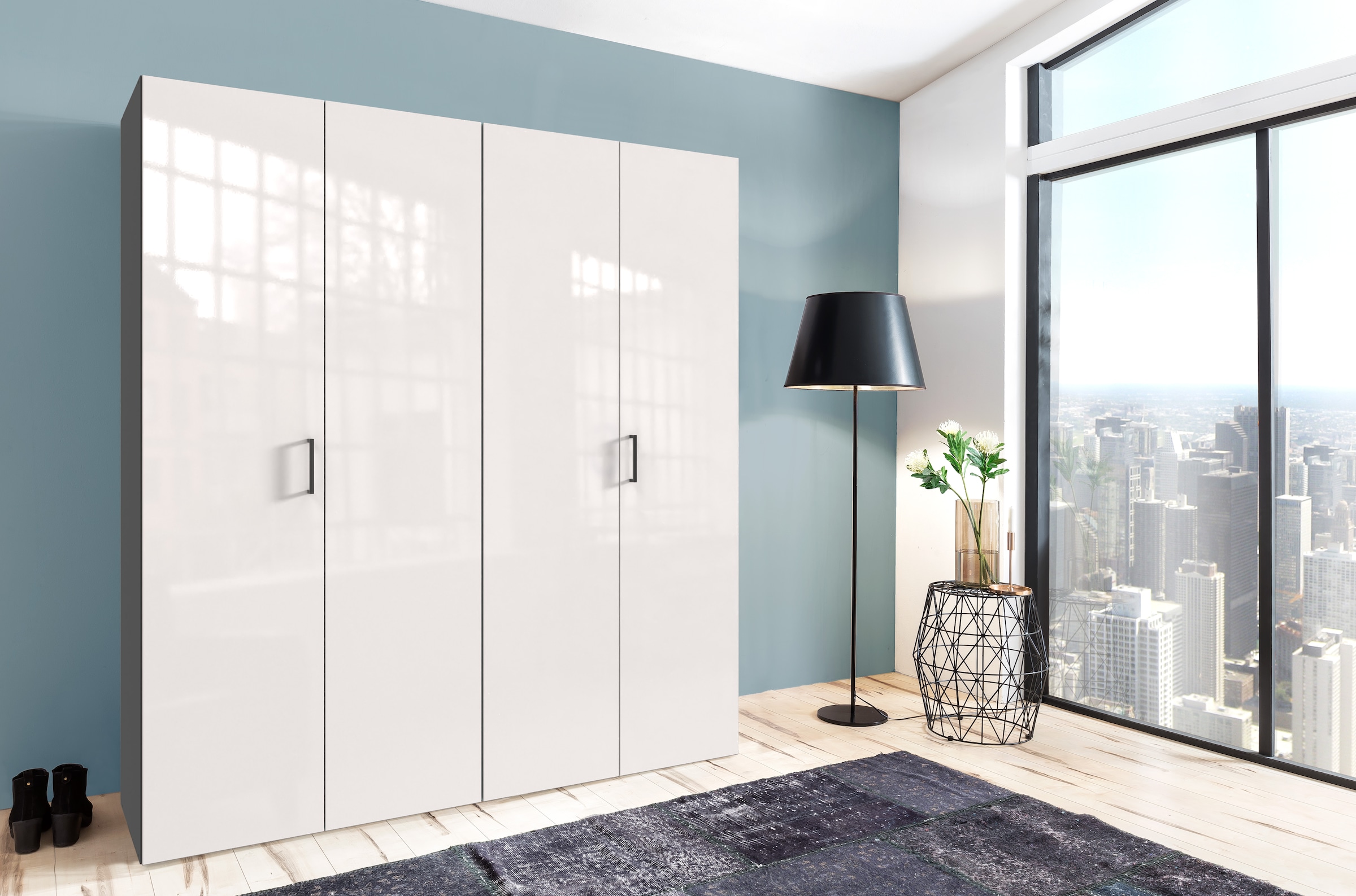 Wimex Kleiderschrank »Mugano,in 8 Breiten,3 Höhen,2 Tiefen, viele Farben, Made in Germany«, (in Basic oder Premium Ausstattung mit 2 weiteren Einlegeböden), mit langen oder kurzen Griffen aus Metall, mit oder ohne Spiegel