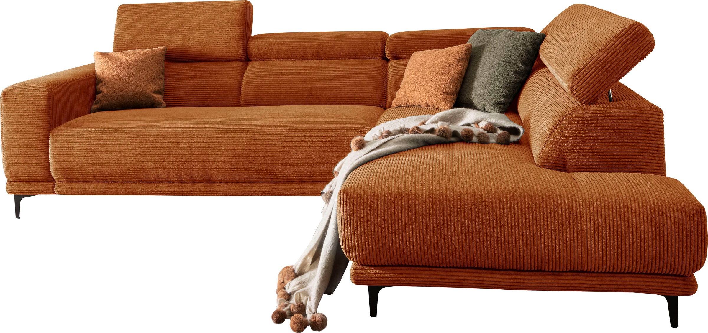 alina Ecksofa "Hikari", wahlweise mit Sitzvorzug, in modernem Cordstoff, Br günstig online kaufen