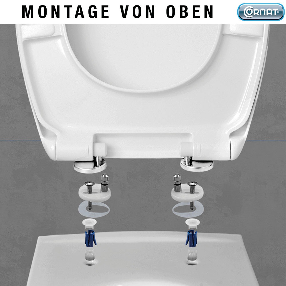 CORNAT WC-Sitz »Flaches Design - Pflegeleichter Duroplast - Quick up«, Clean Funktion - Absenkautomatik - Montage von oben / Toilettensitz