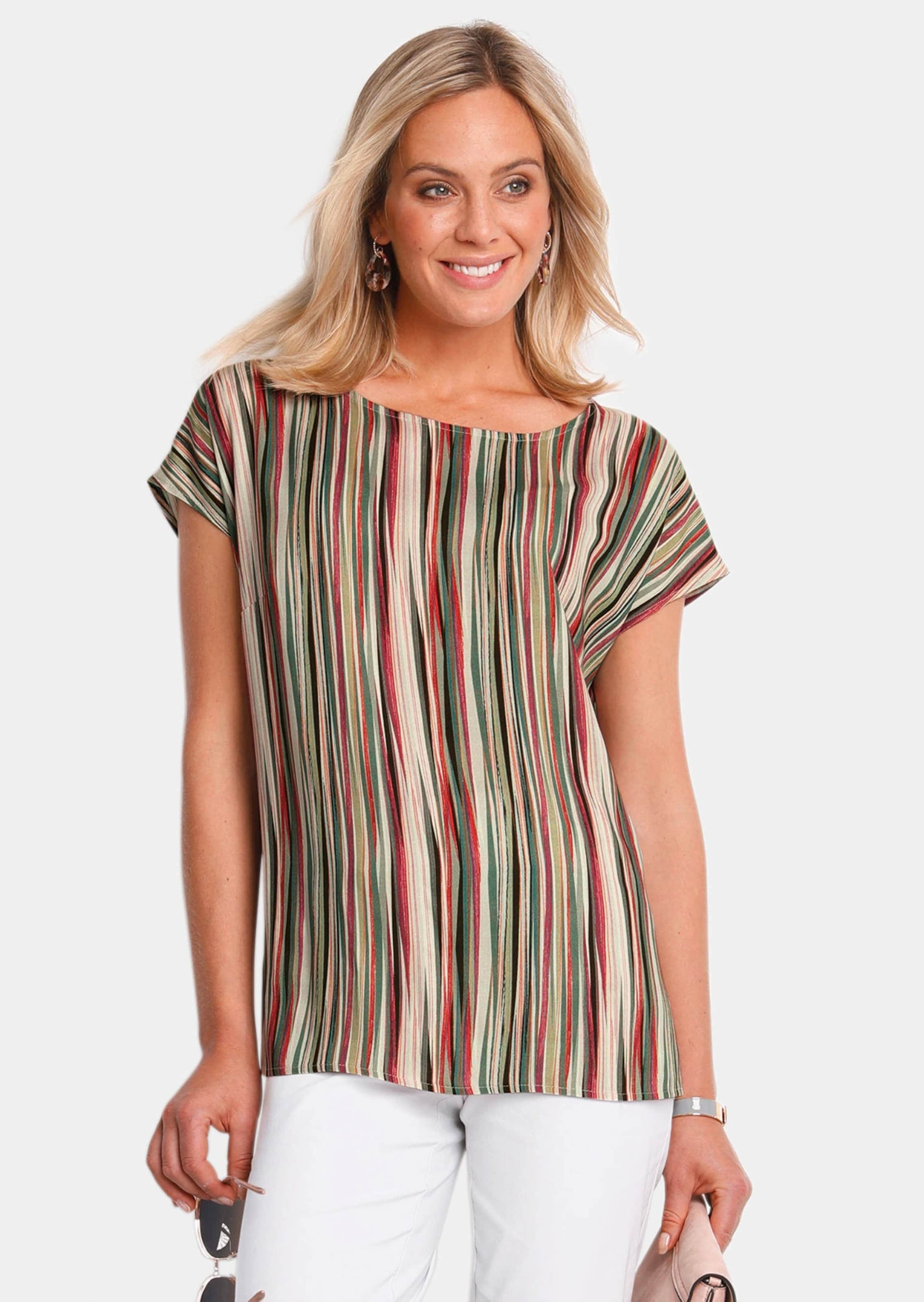 GOLDNER Druckbluse "Streifenbluse mit Halbarm, überschnittene Schulter" Ohn günstig online kaufen