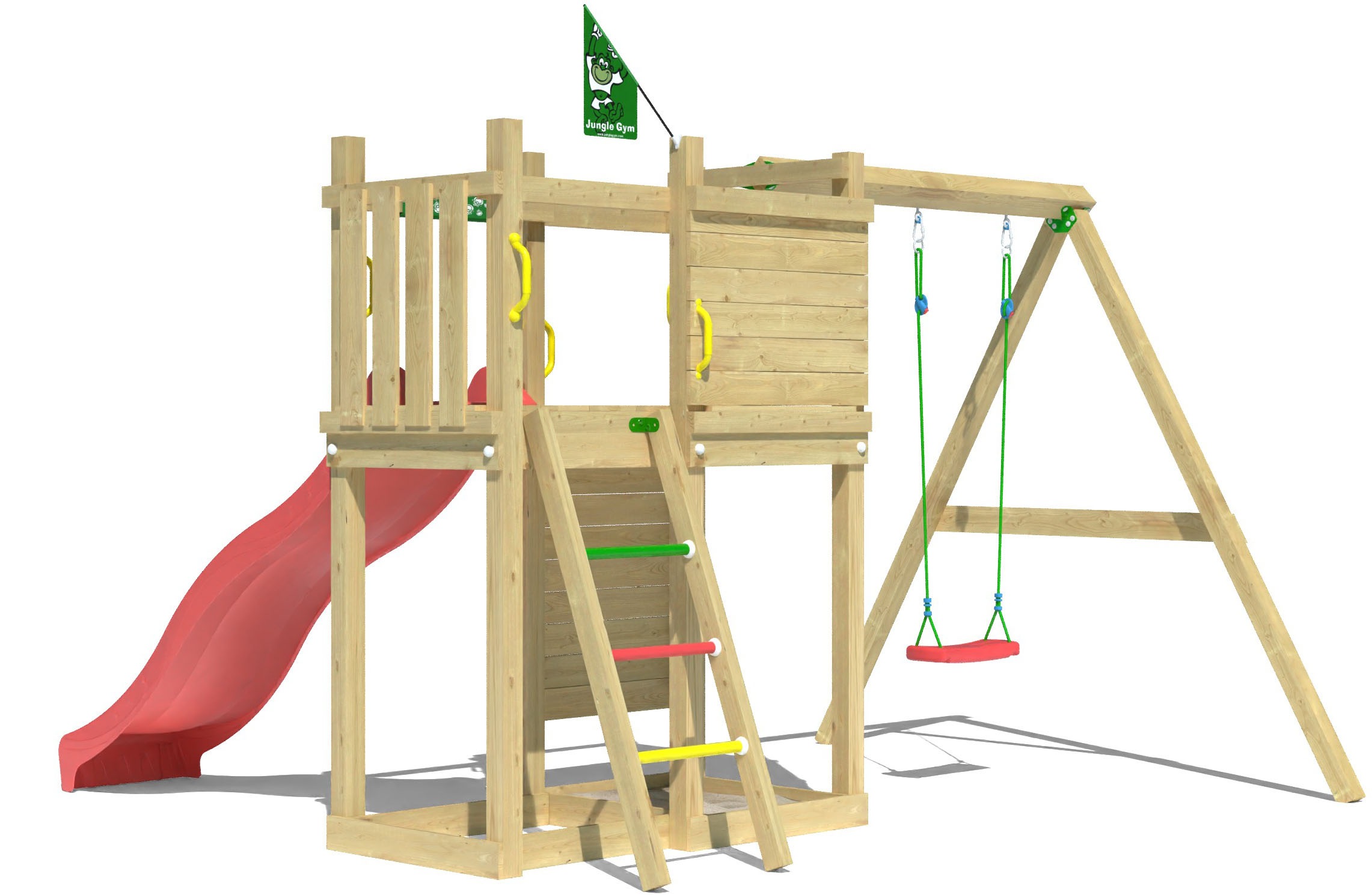 Jungle Gym Spielturm »Deck«, (Set), Spielanlage mit Schaukel und Rutsche mit Wasseranschluss