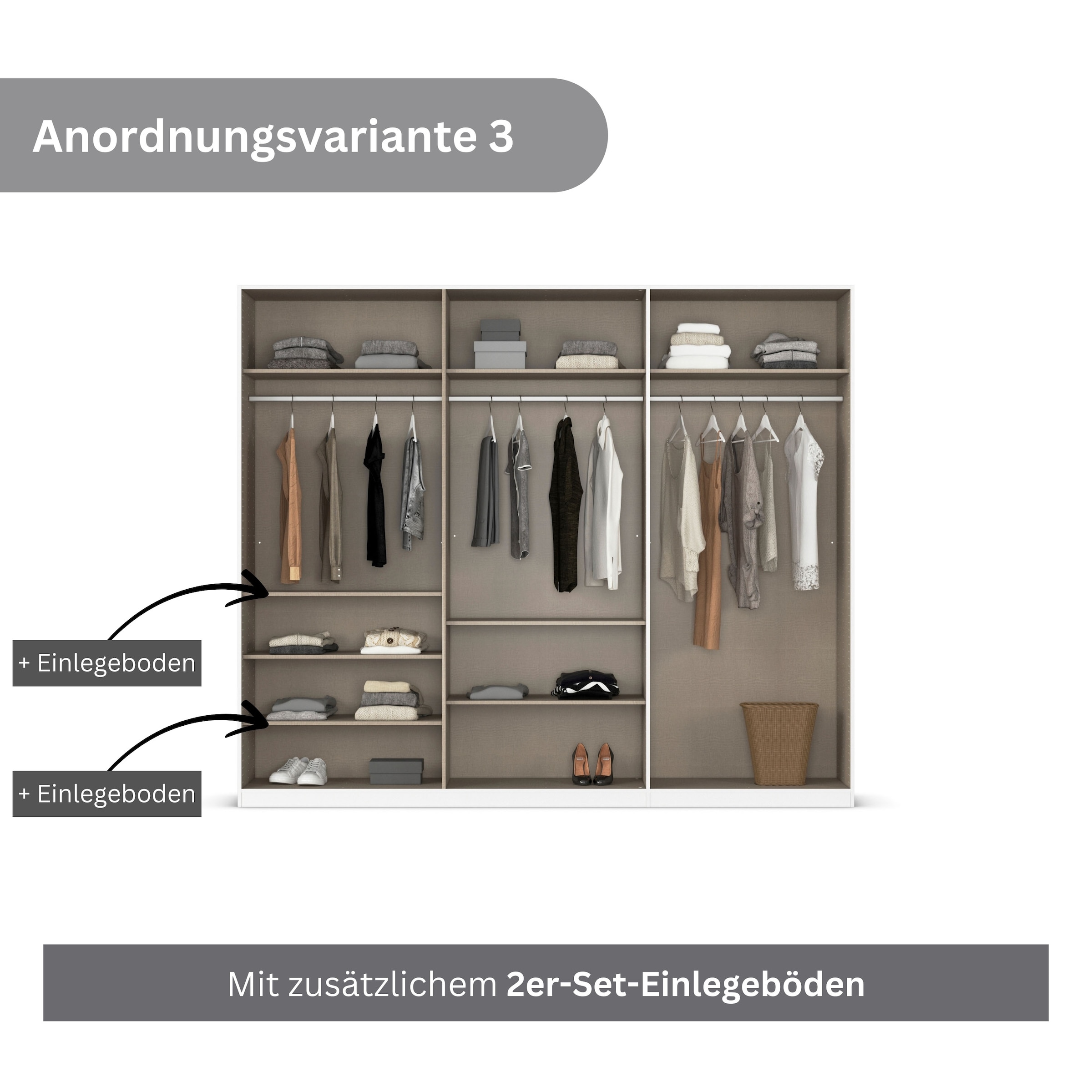 rauch Drehtürenschrank »Kleiderschrank Schrank Garderobe AGORDO mit Dekor- oder Hochglanzfront«, (in zwei Griff-Farben), durchdachte Innenausstattung, in 6 Breiten und 2 Höhen MADE IN GERMANY
