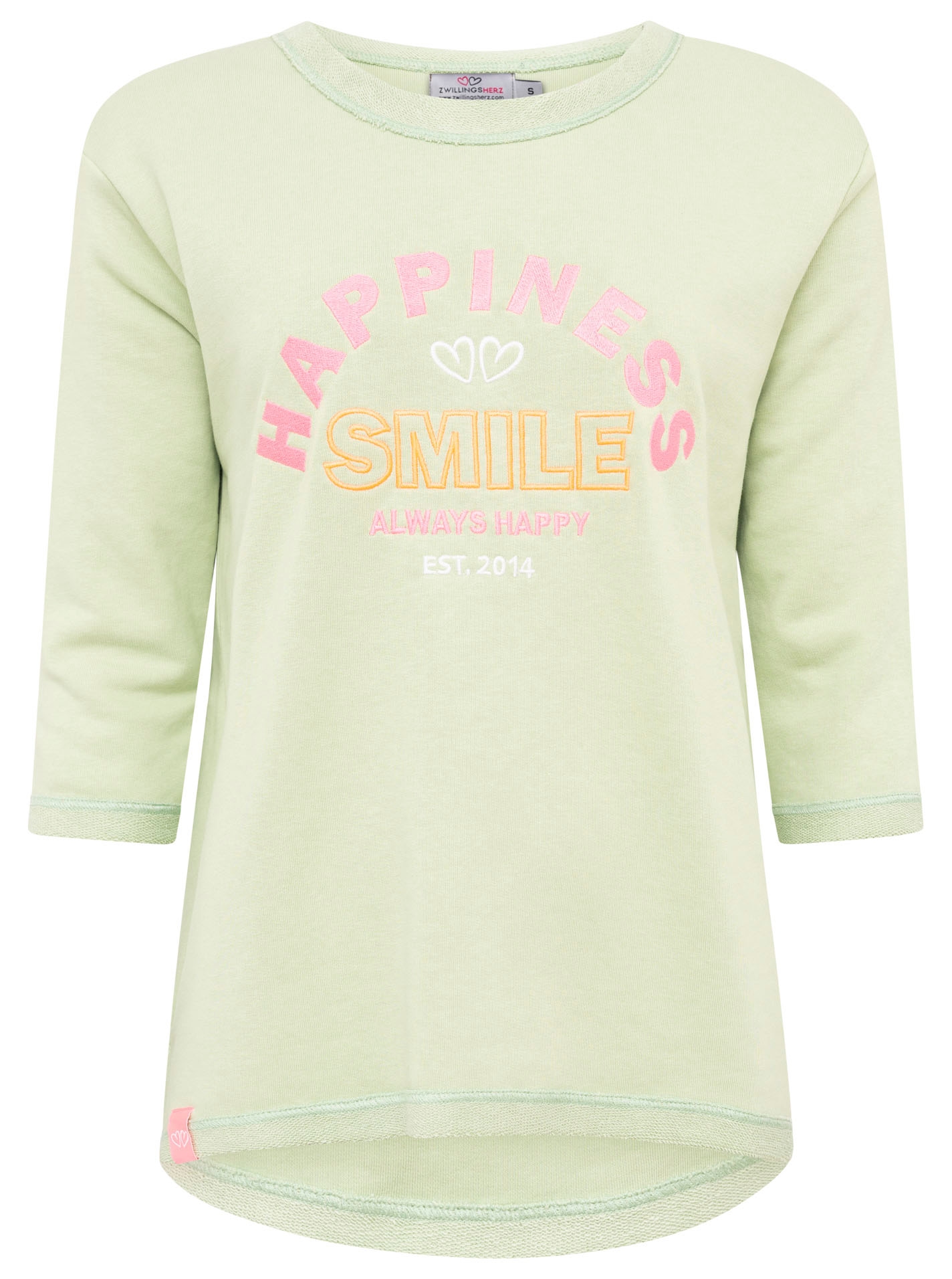 Zwillingsherz Langarmshirt ""Smile"", 3/4-Arm, Rundhalsausschnitt, Stickere günstig online kaufen