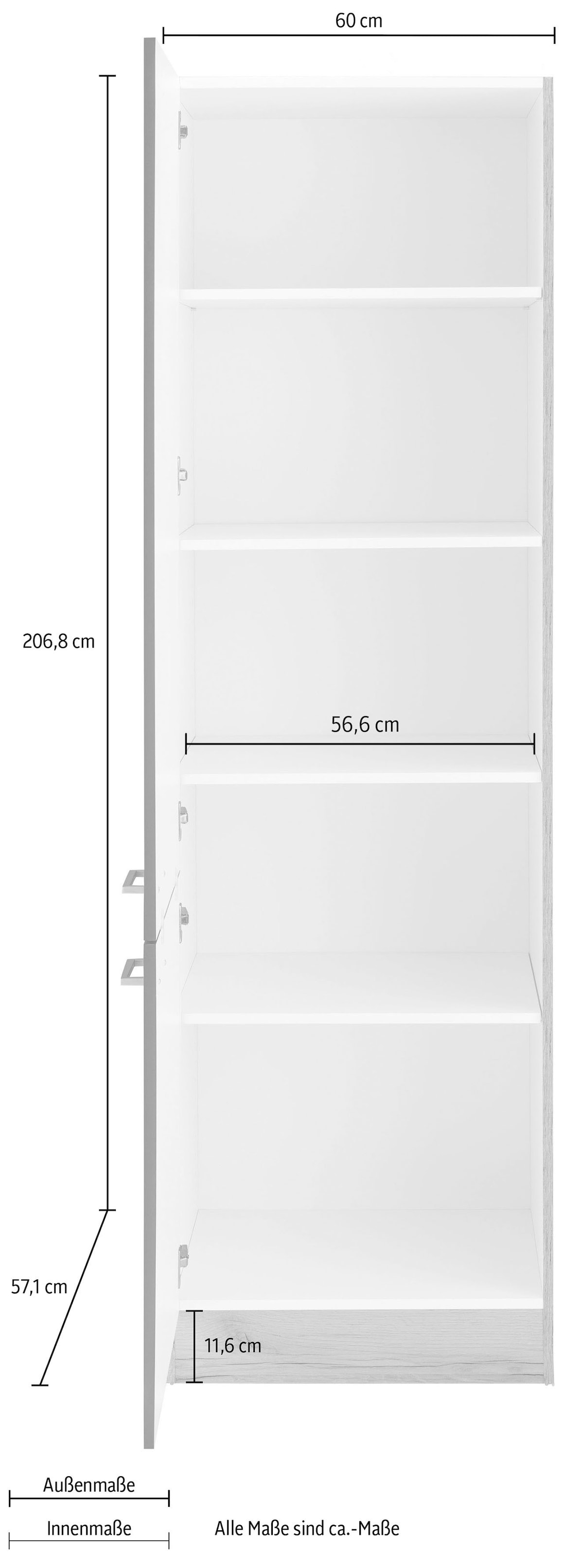 OPTIFIT Hochschrank »Iver«, Breite 60 cm, mit 4 Einlegeböden, für viel Stauraum